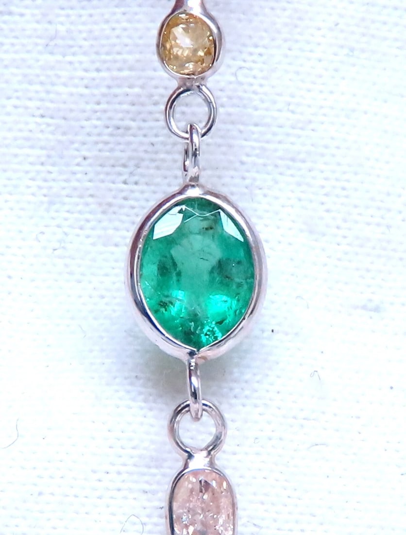 18.50ct. Natural Emeralds Diamonds Yard Necklace 14kt ** - 7