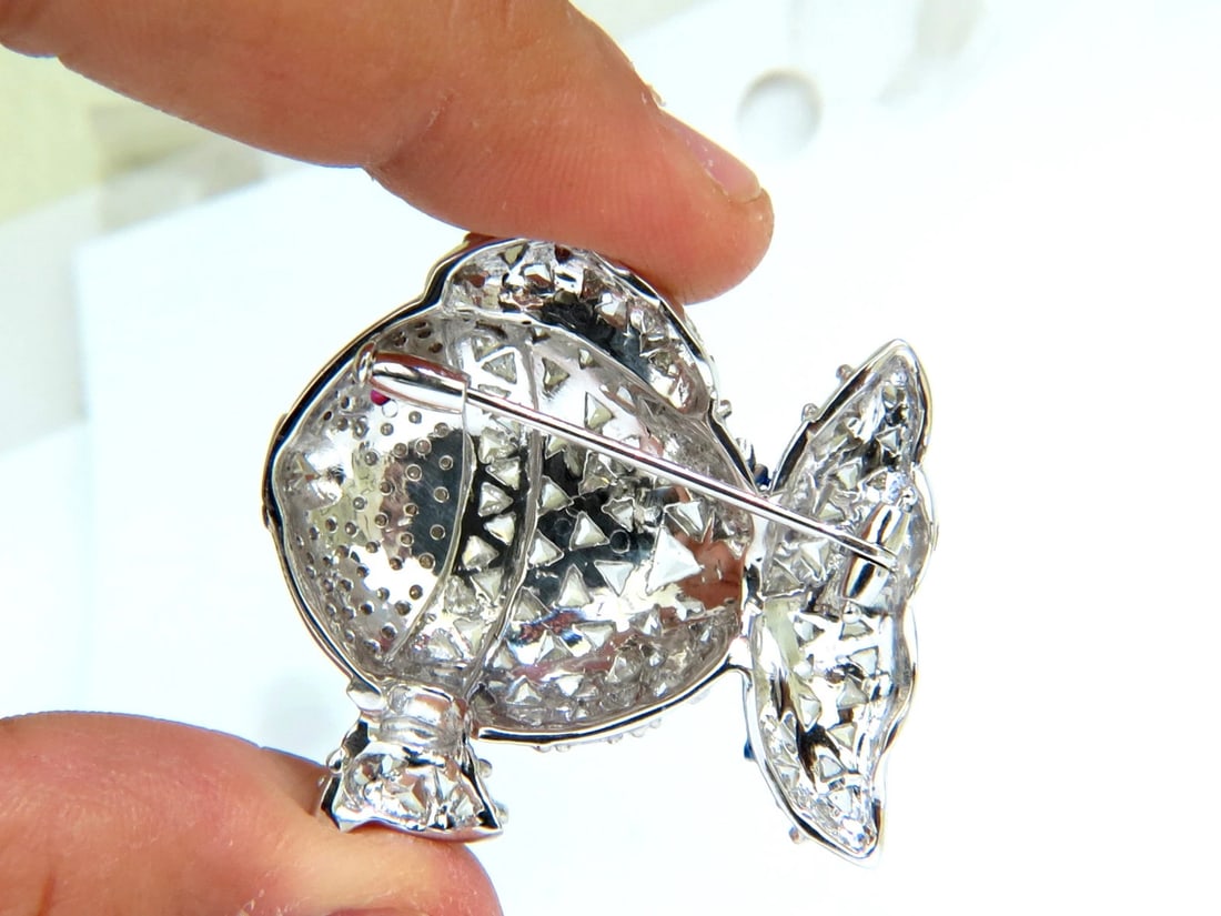 18KT 5.00CT 3D FISH TRIANGLE & ROUND DIAMONDS PENDANT PIN** - 11