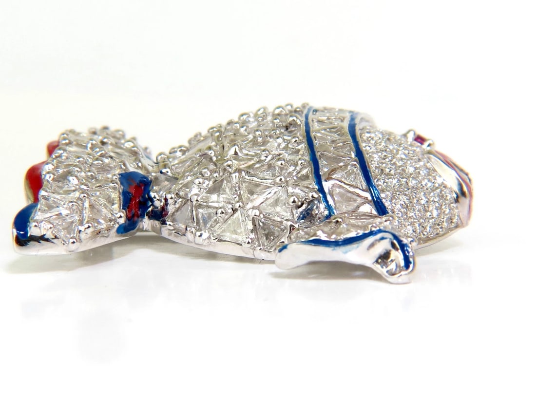 18KT 5.00CT 3D FISH TRIANGLE & ROUND DIAMONDS PENDANT PIN** - 9