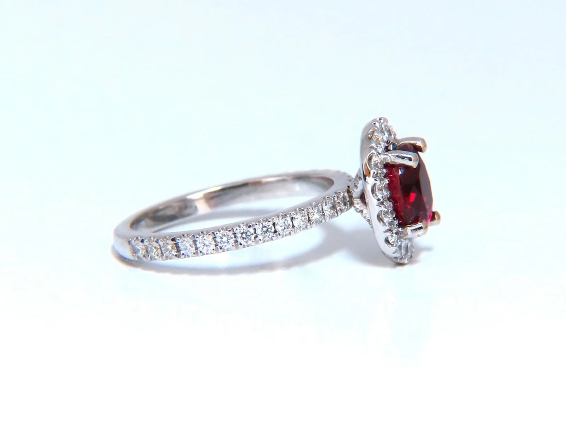 GIA Certified Thailand Ruby 1.71ct Halo Diamond ring 18kt Vivid Red Prime** - 4