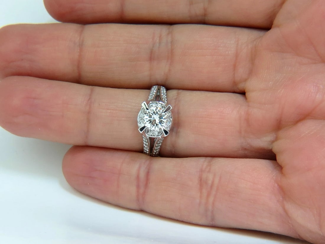 1.61CT ROUND BRILLIANT NATURAL DIAMOND RAISED CROWN RING 14kt *v - 10