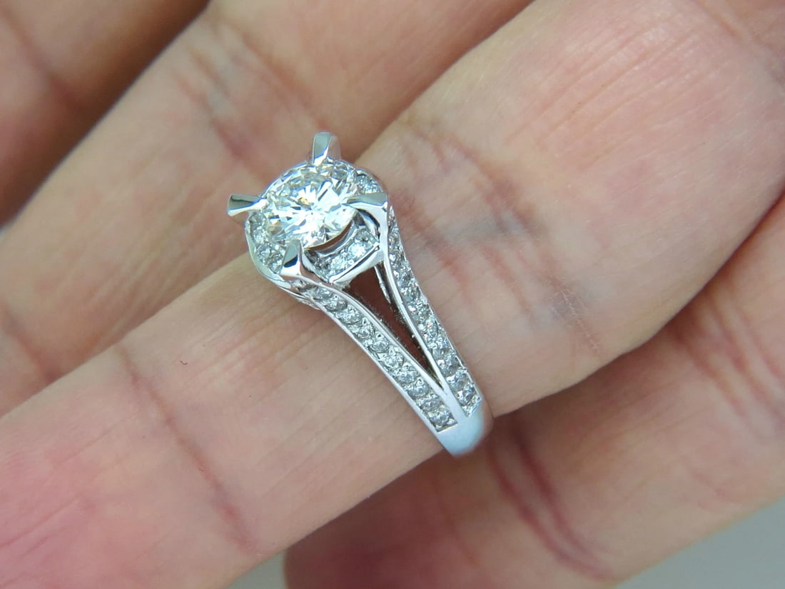 1.61CT ROUND BRILLIANT NATURAL DIAMOND RAISED CROWN RING 14kt *v - 11