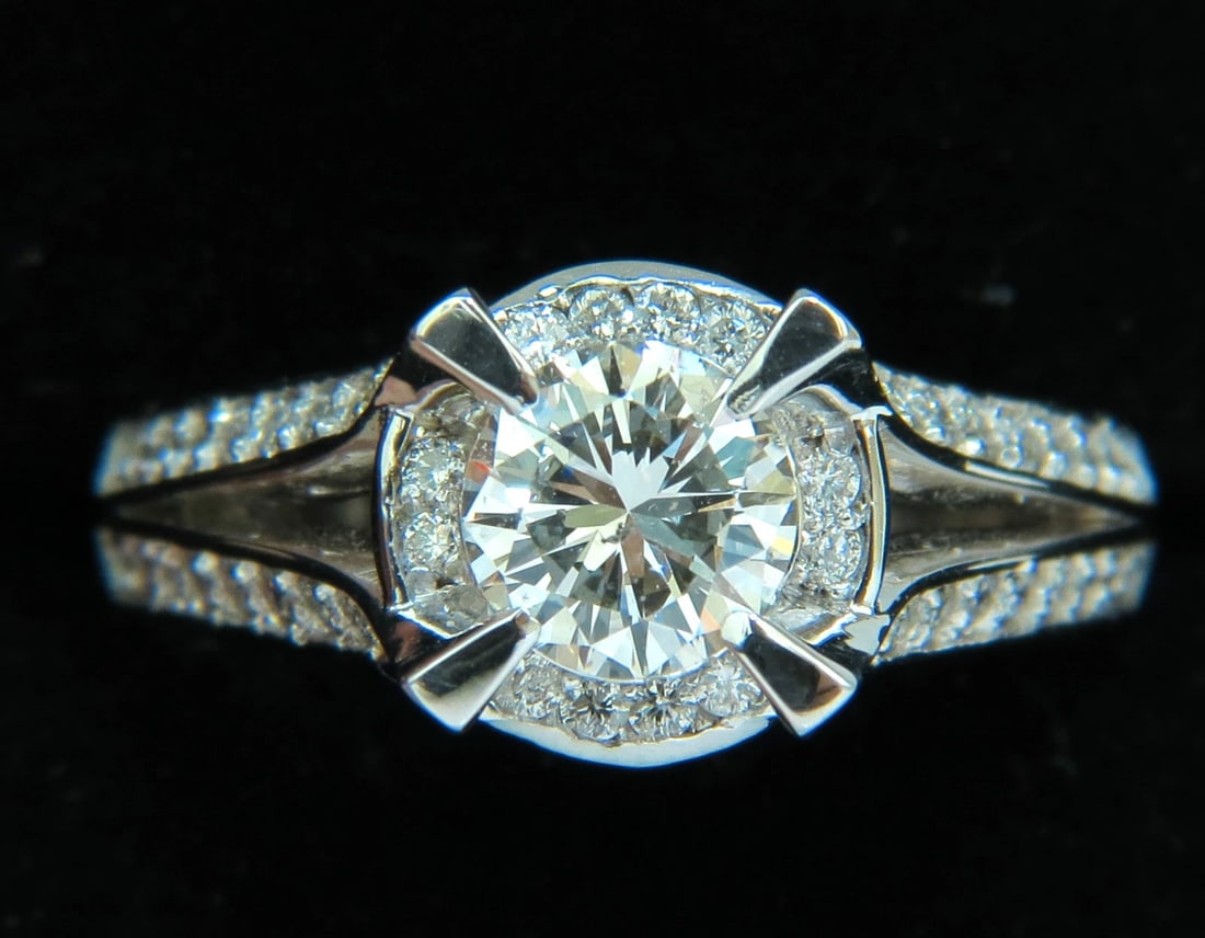 1.61CT ROUND BRILLIANT NATURAL DIAMOND RAISED CROWN RING 14kt *v - 13