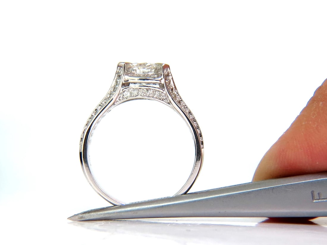 1.61CT ROUND BRILLIANT NATURAL DIAMOND RAISED CROWN RING 14kt *v - 8