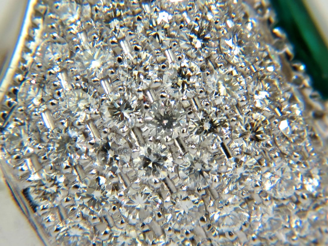 17.60CT 18K GOLD NATURAL FINE GREEN EMERALD DIAMOND 3D DOME RING *v - 5