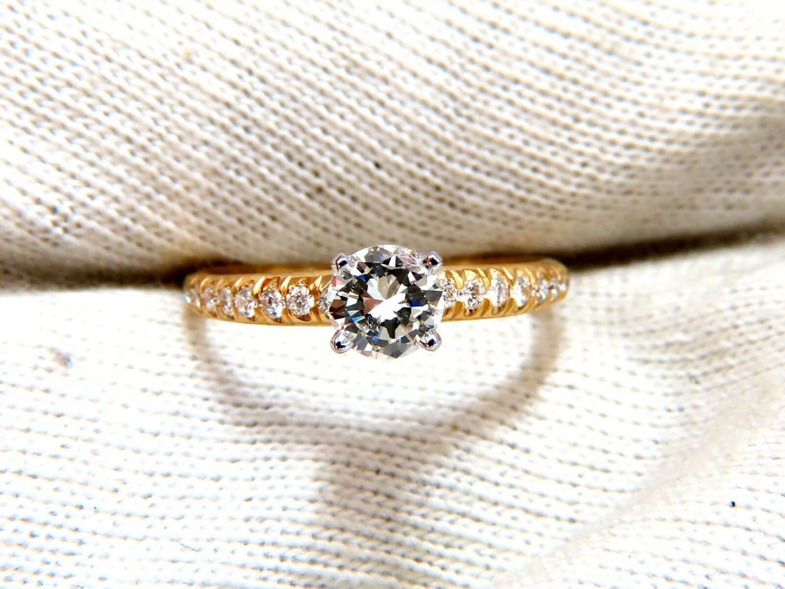 GIA Certified .69ct round cut diamond Raised Diamond Engagement Ring 14 Karat** - 5