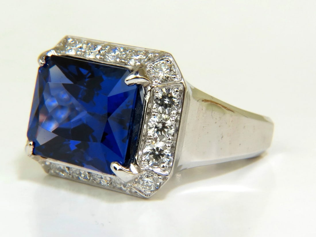 GIA CERTIFIED NATURAL 15.06CT 18KT GOLD NATURAL TANZANITE DIAMOND RING *v - 4