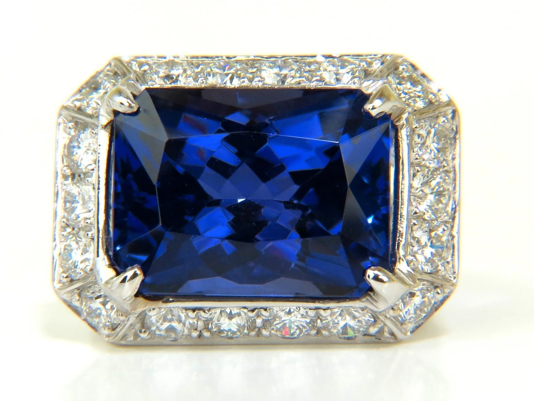 GIA CERTIFIED NATURAL 15.06CT 18KT GOLD NATURAL TANZANITE DIAMOND RING *v - 7
