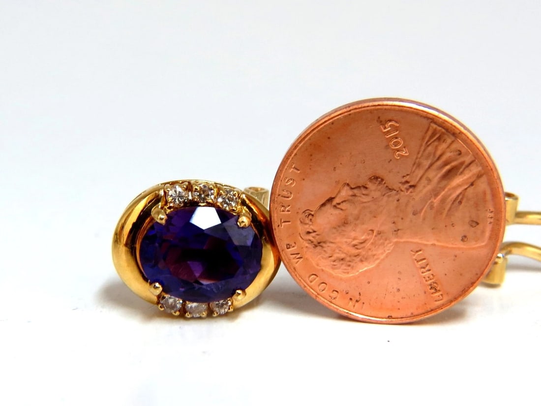 5.06 Natural Amethyst Diamonds Clip Earrings 18Kt** - 4