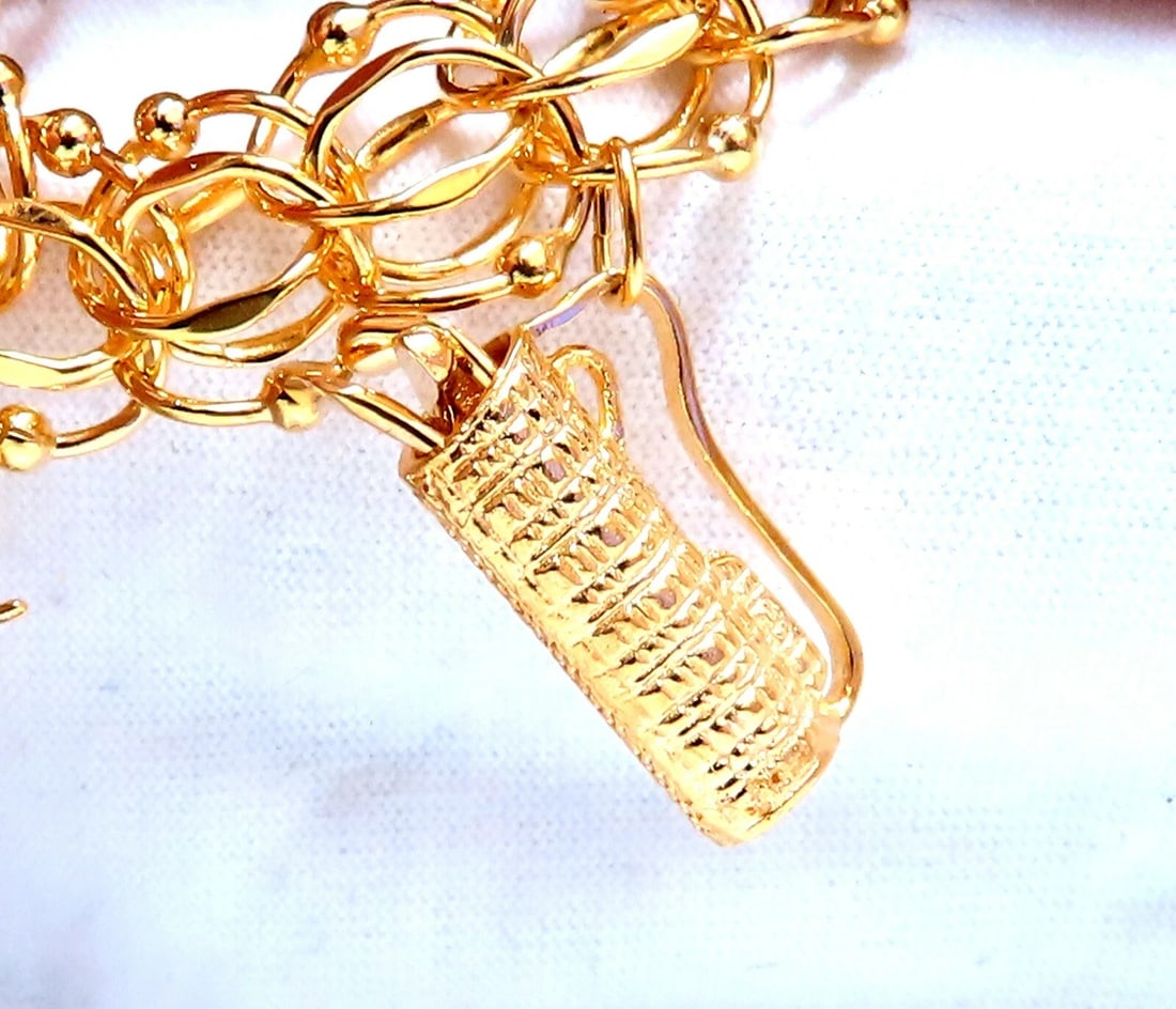 Nine Charms Link Bracelet 14kt gold 7 inch 54gm** - 9