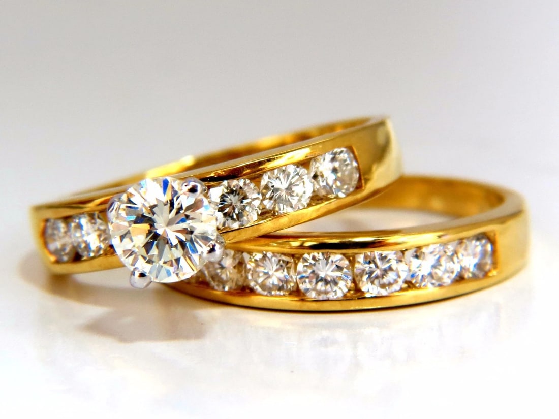 GIA Certified 2.01ct natural round diamond ring +band 18kt gold** - 2