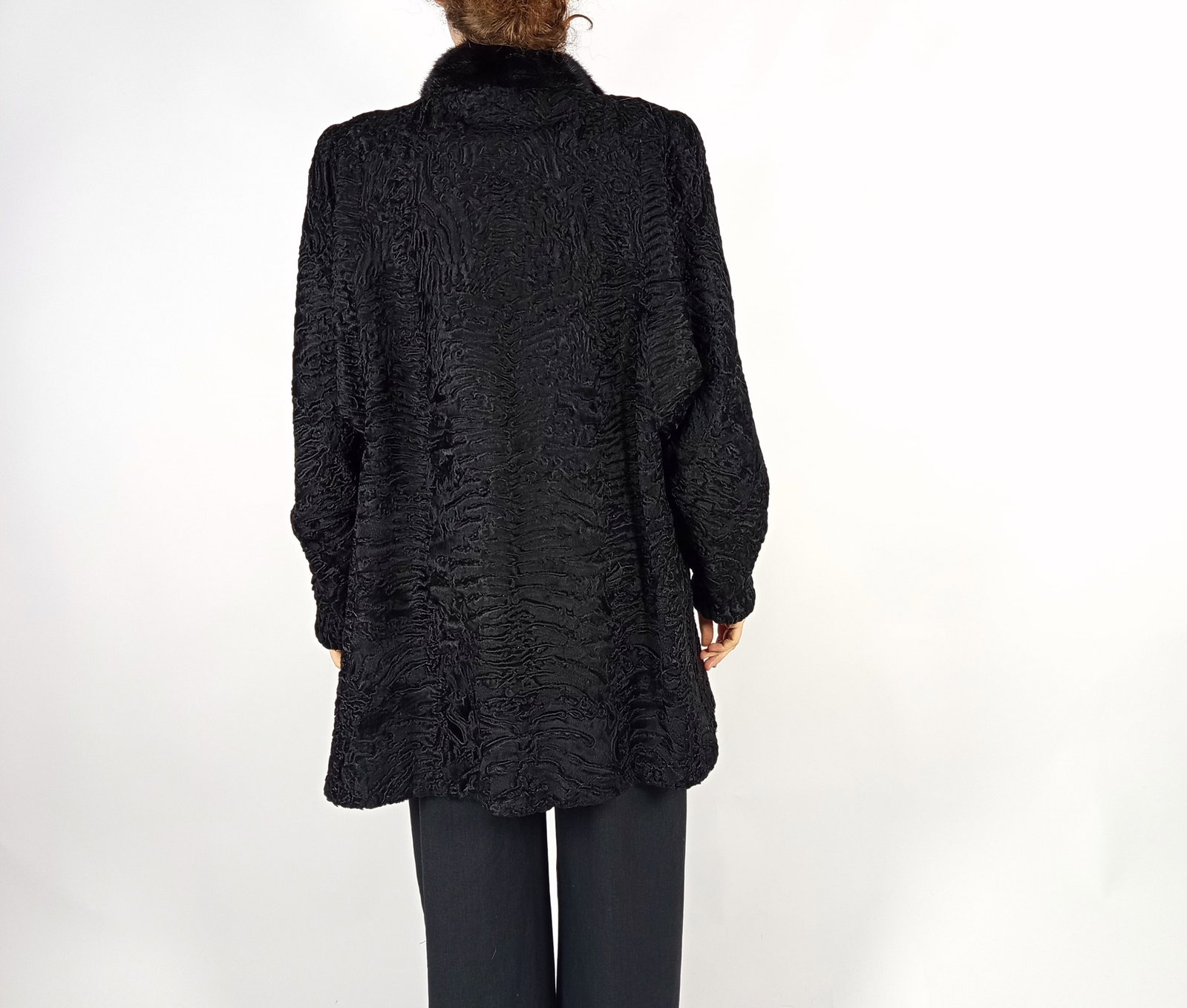 BLACK PERSIAN & MAHOGANY MINK FUR JACKET EU: L ; US: 16 - 7