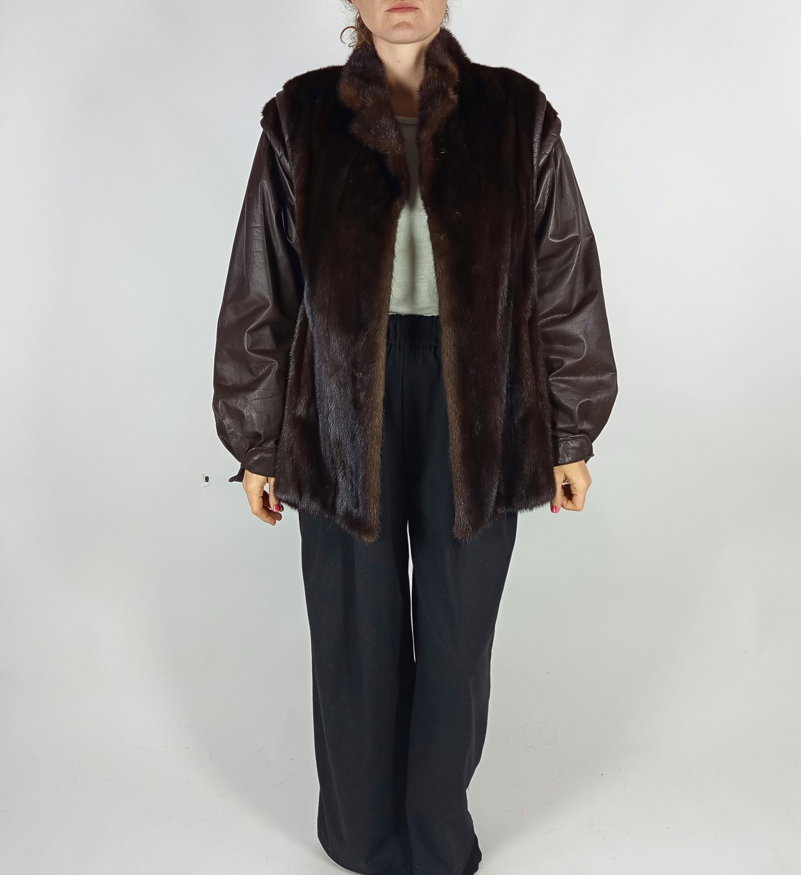 LEATHER & MINK FUR JACKET EU: L ; US: 16 - 2