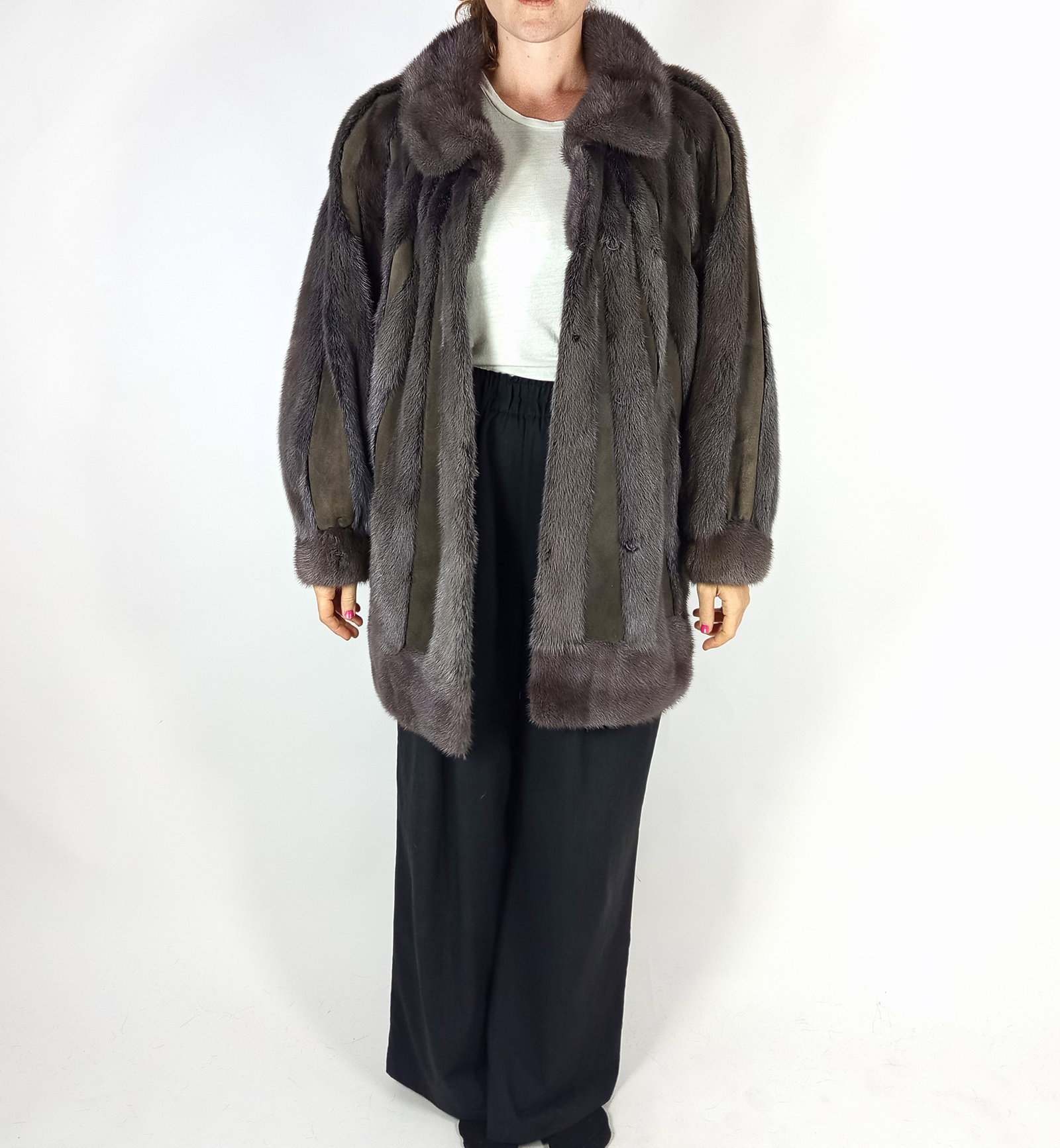 GREY MINK BOMBER JACKET EU: XXL ; US: 24 - 2