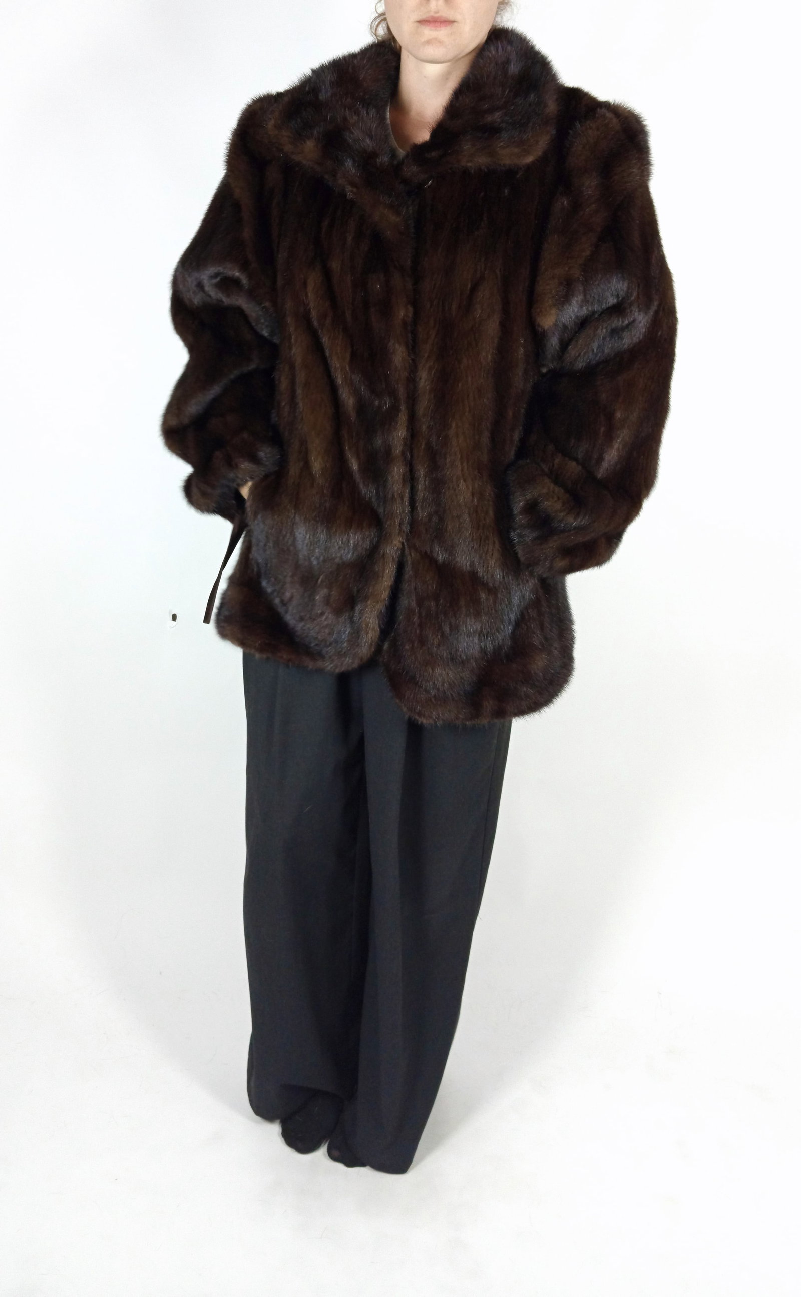 FLUFFY BROWN MINK FUR JACKET EU: XXL ; US: 24 - 2