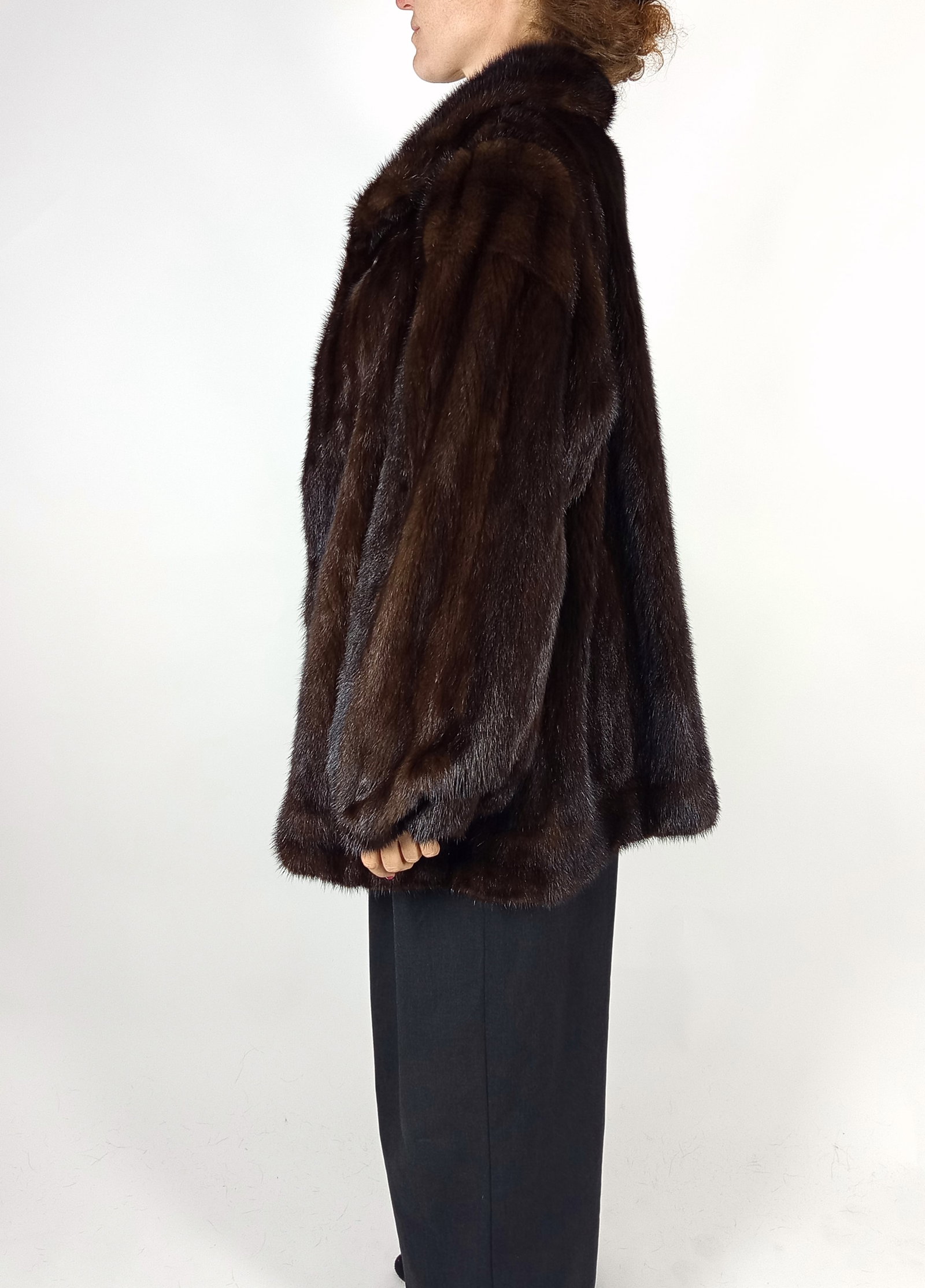 FLUFFY BROWN MINK FUR JACKET EU: XXL ; US: 24 - 5