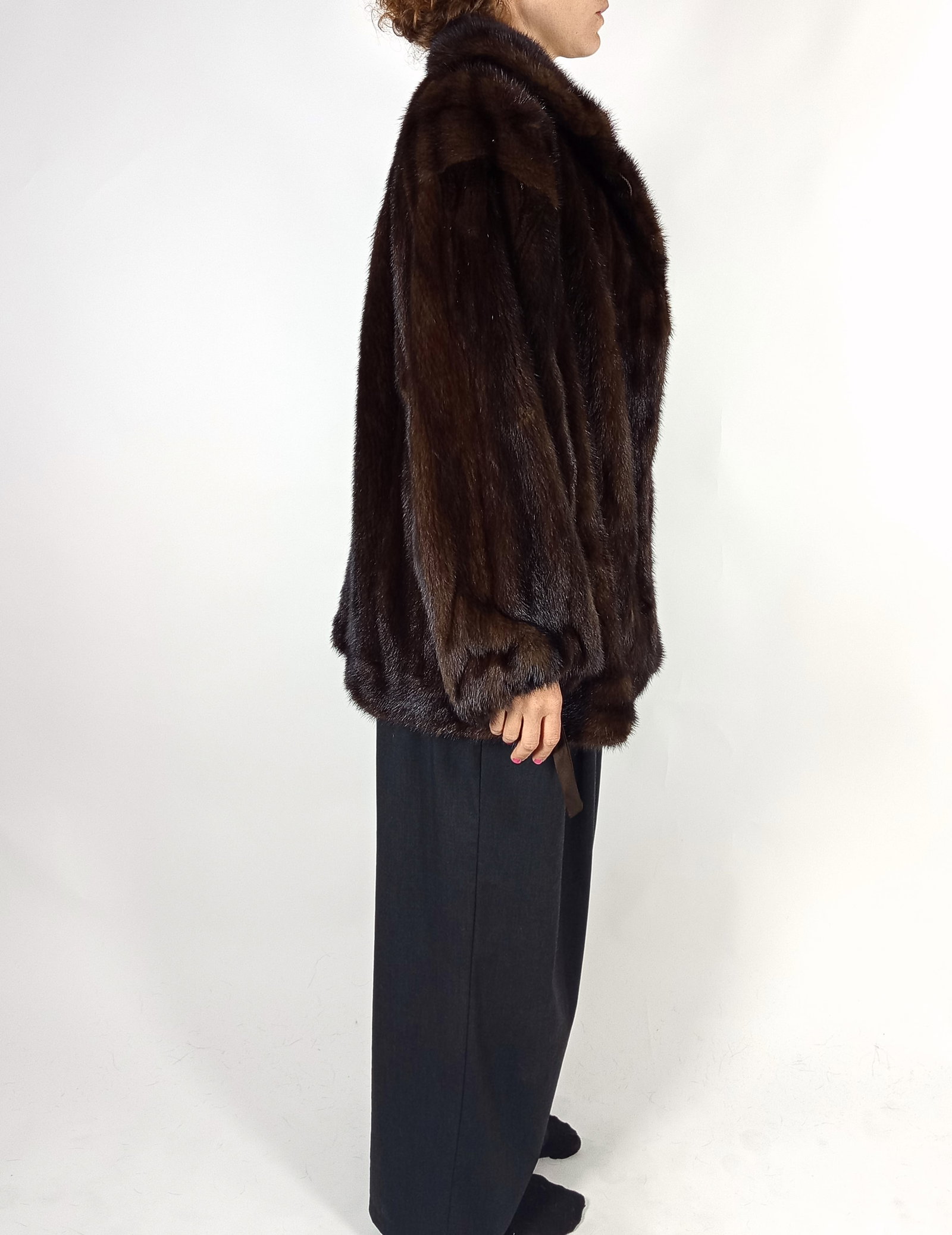 FLUFFY BROWN MINK FUR JACKET EU: XXL ; US: 24 - 8