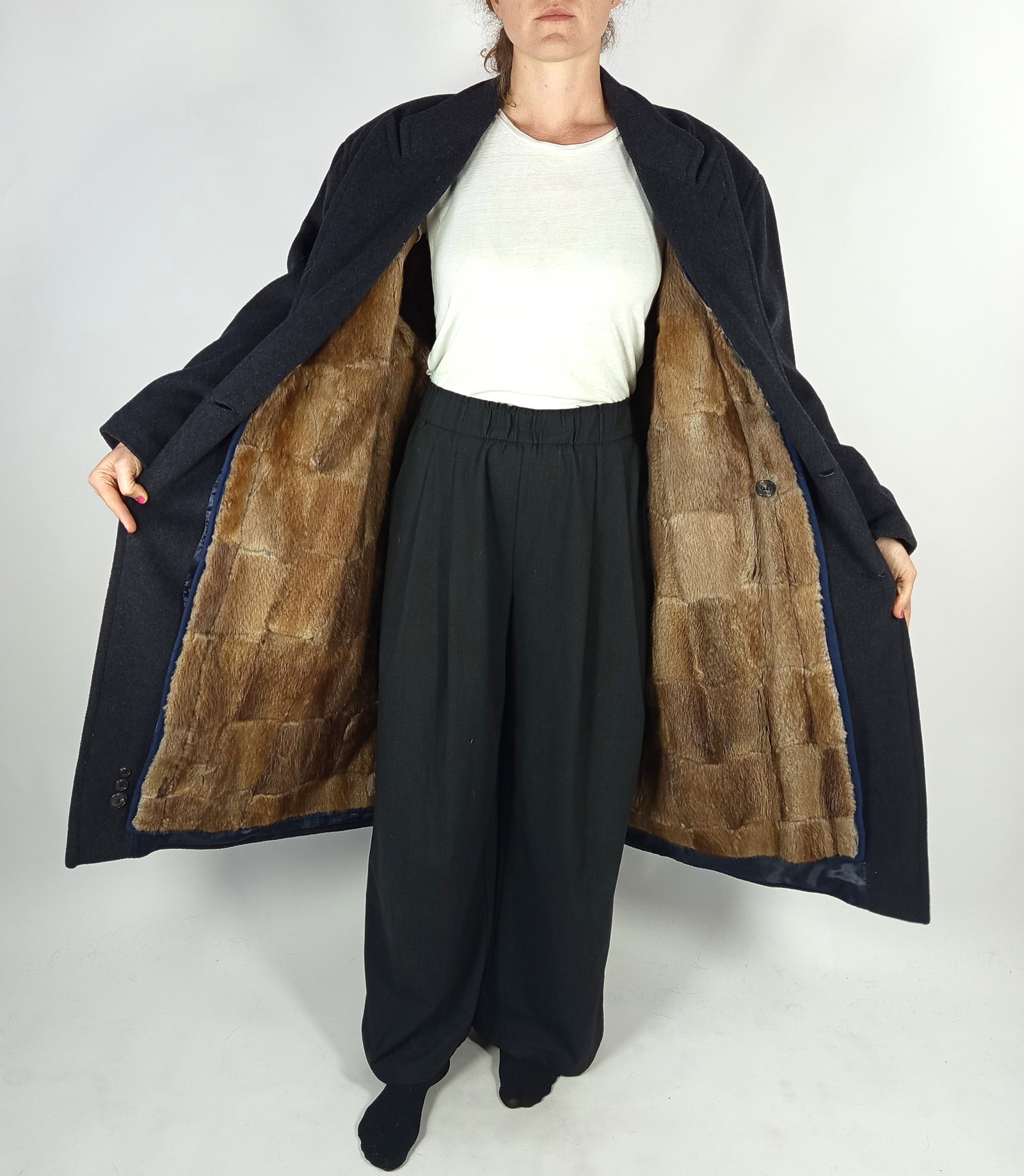 WOOL & CHASHMERE MENS COAT FUR INLAIR EU: XL ; US: 20 - 7
