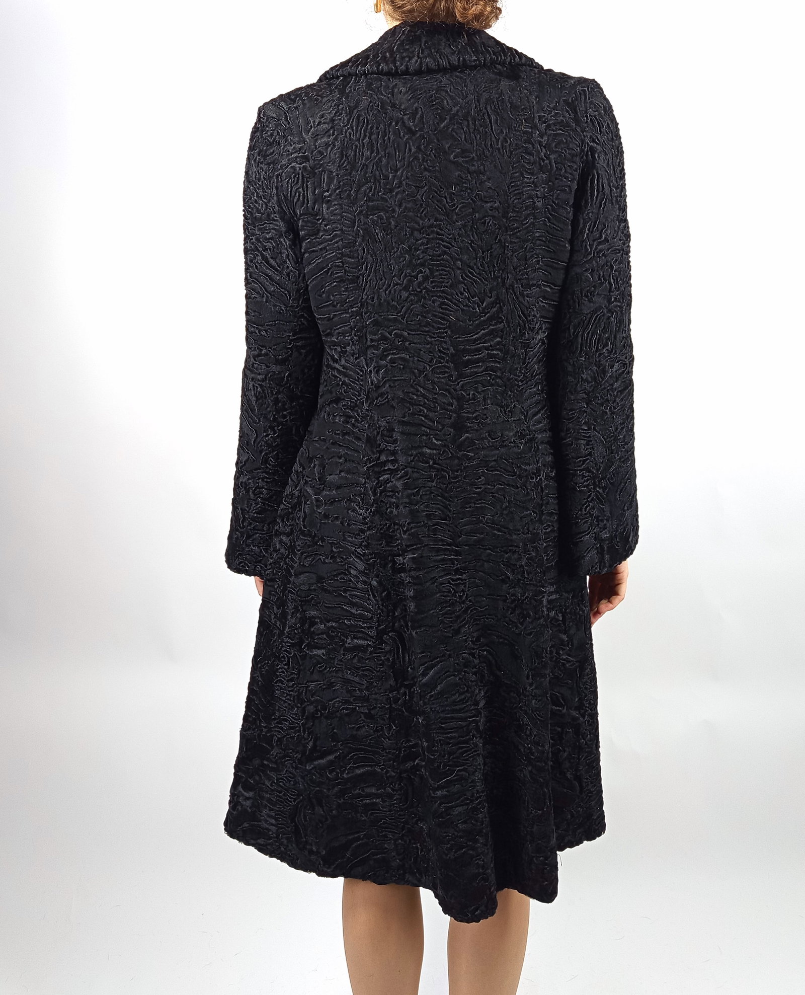 BLACK PERSIAN LAMB FUR COAT EU: S ; US: 8 - 5