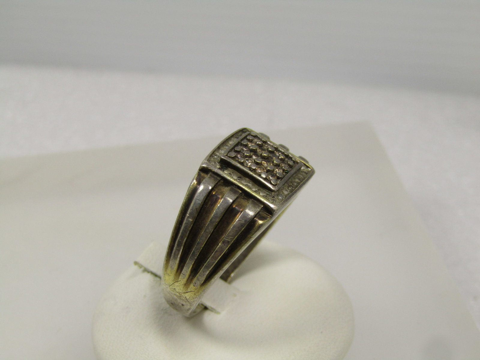 Vintage Sterling Diamond Ring, Men's, Sz. 15.5, 1950's-1960's - 3