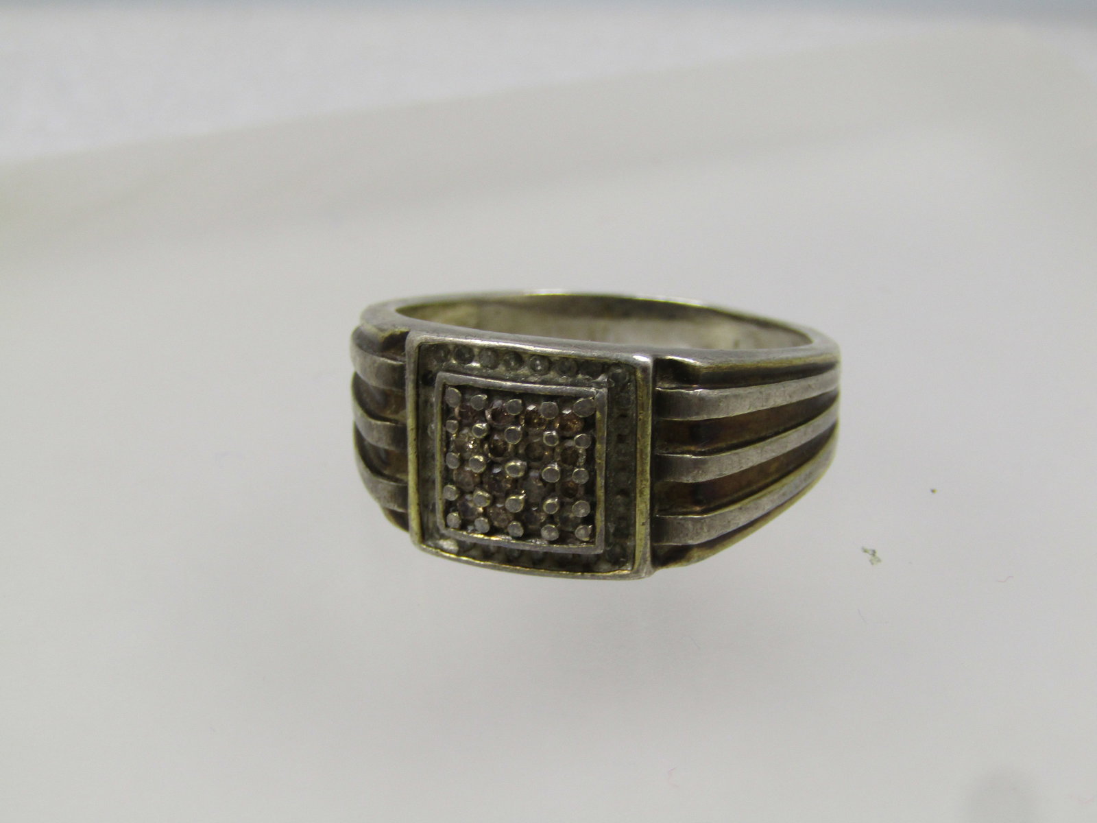 Vintage Sterling Diamond Ring, Men's, Sz. 15.5, 1950's-1960's - 5