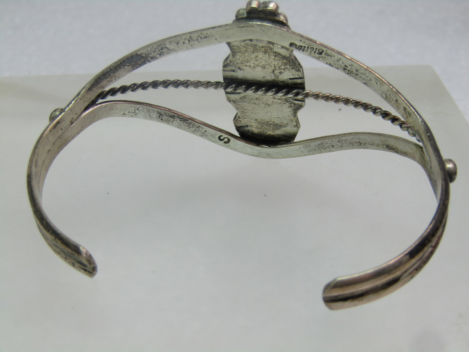 Vintage Sterling Southwestern/Navajo Onyx Cuff Bracelet, 6.5", 1970's-1980's, Signed - 4