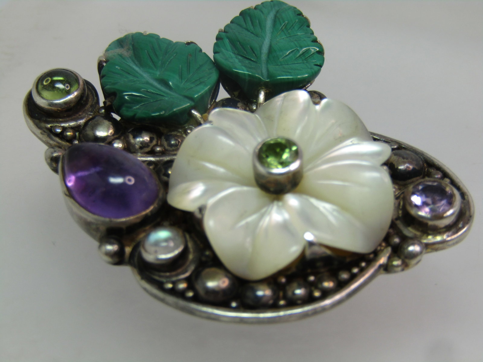 Vintage Sterling Floral/Leaves Brooch, Signed Sajen, 1980's-1990's - 6