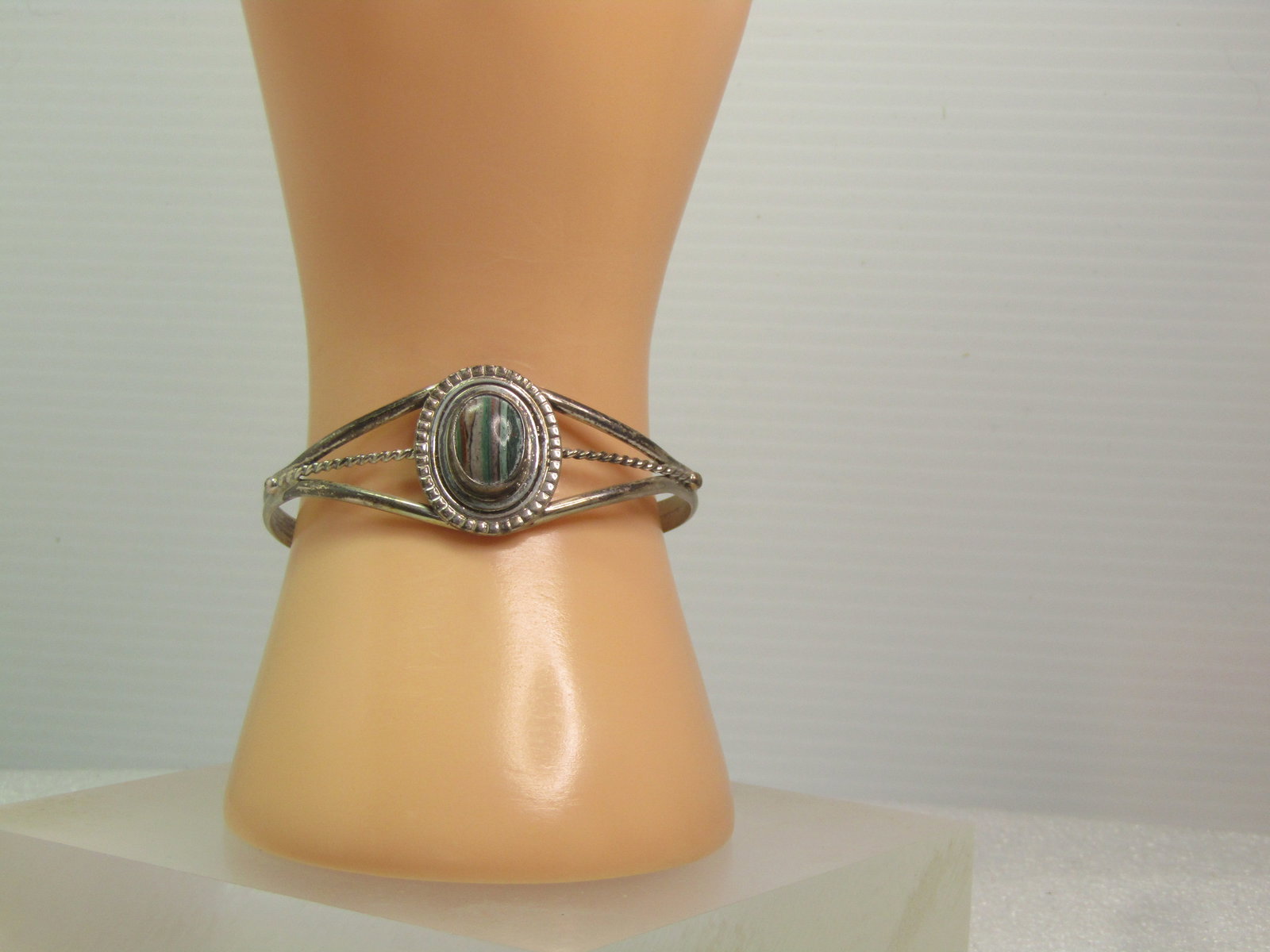 Vintage Navajo Banded Agate Cuff Bracelet, Eugene Jackson, 1960's-1970's, 6.5" - 7