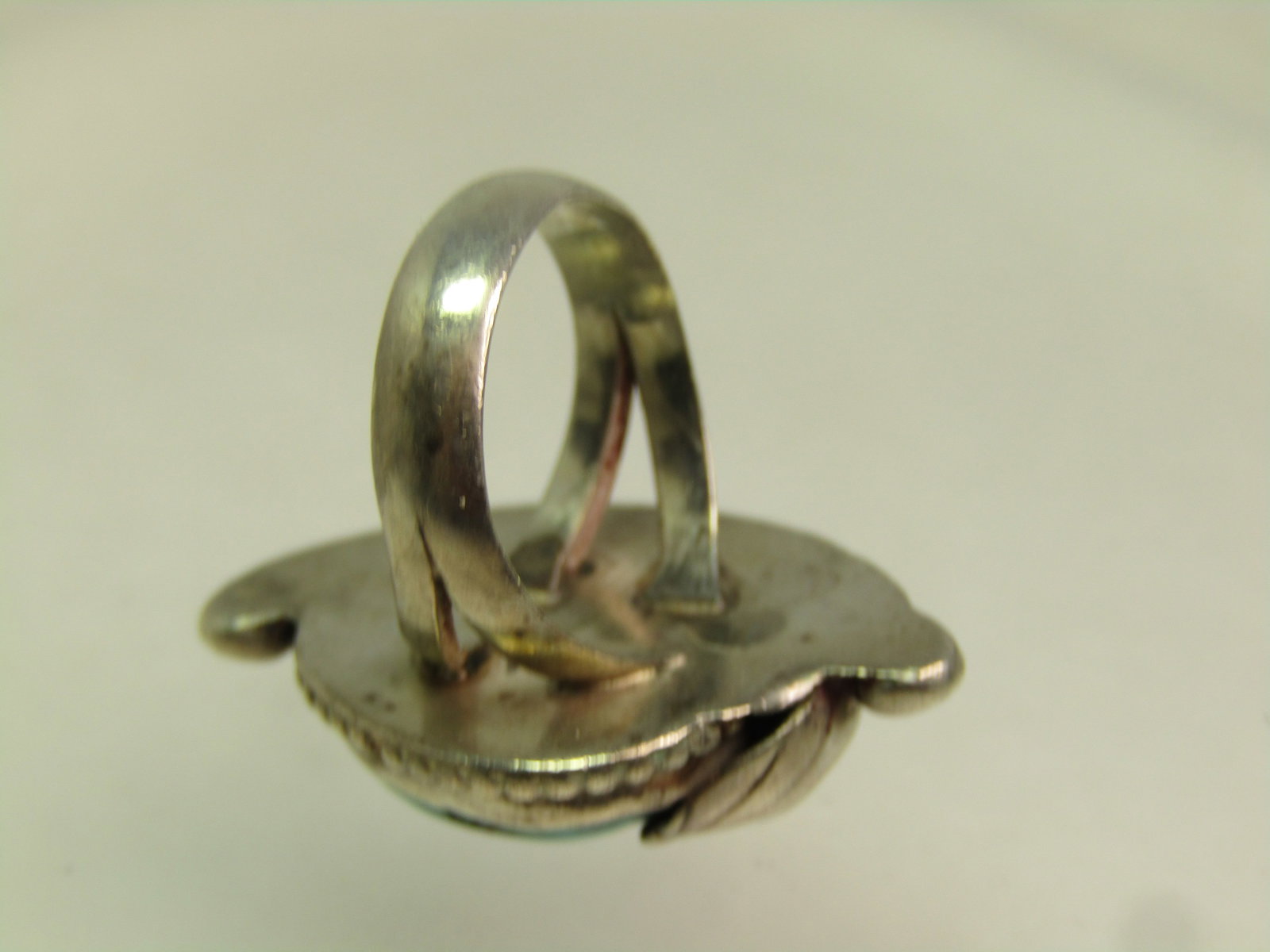 Vintage Sterling Southwestern Turquoise Ring, Feather Accents, Sz. 4.75, 1970's-1980's - 6