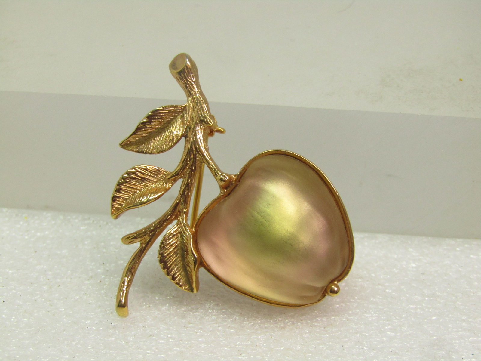 Vintage Frosted Glass Apple Brooch, Sarah Coventry, 1960's-1970's - 3