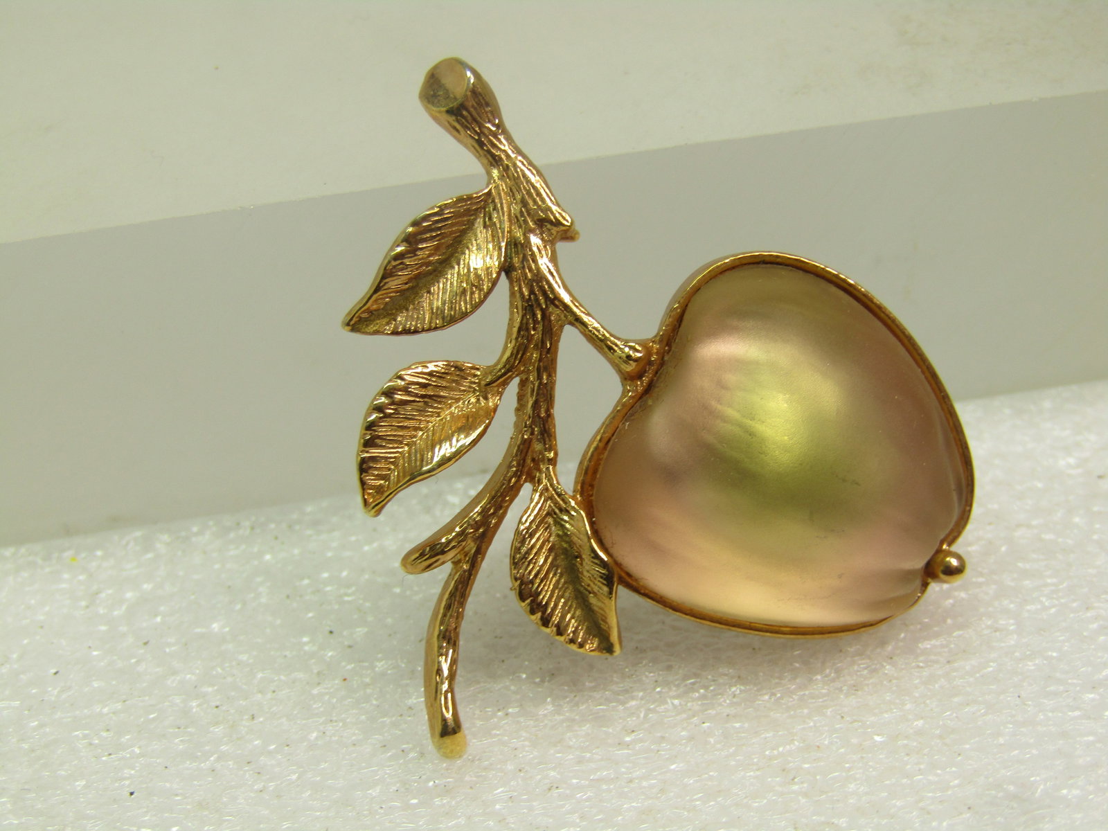 Vintage Frosted Glass Apple Brooch, Sarah Coventry, 1960's-1970's - 4