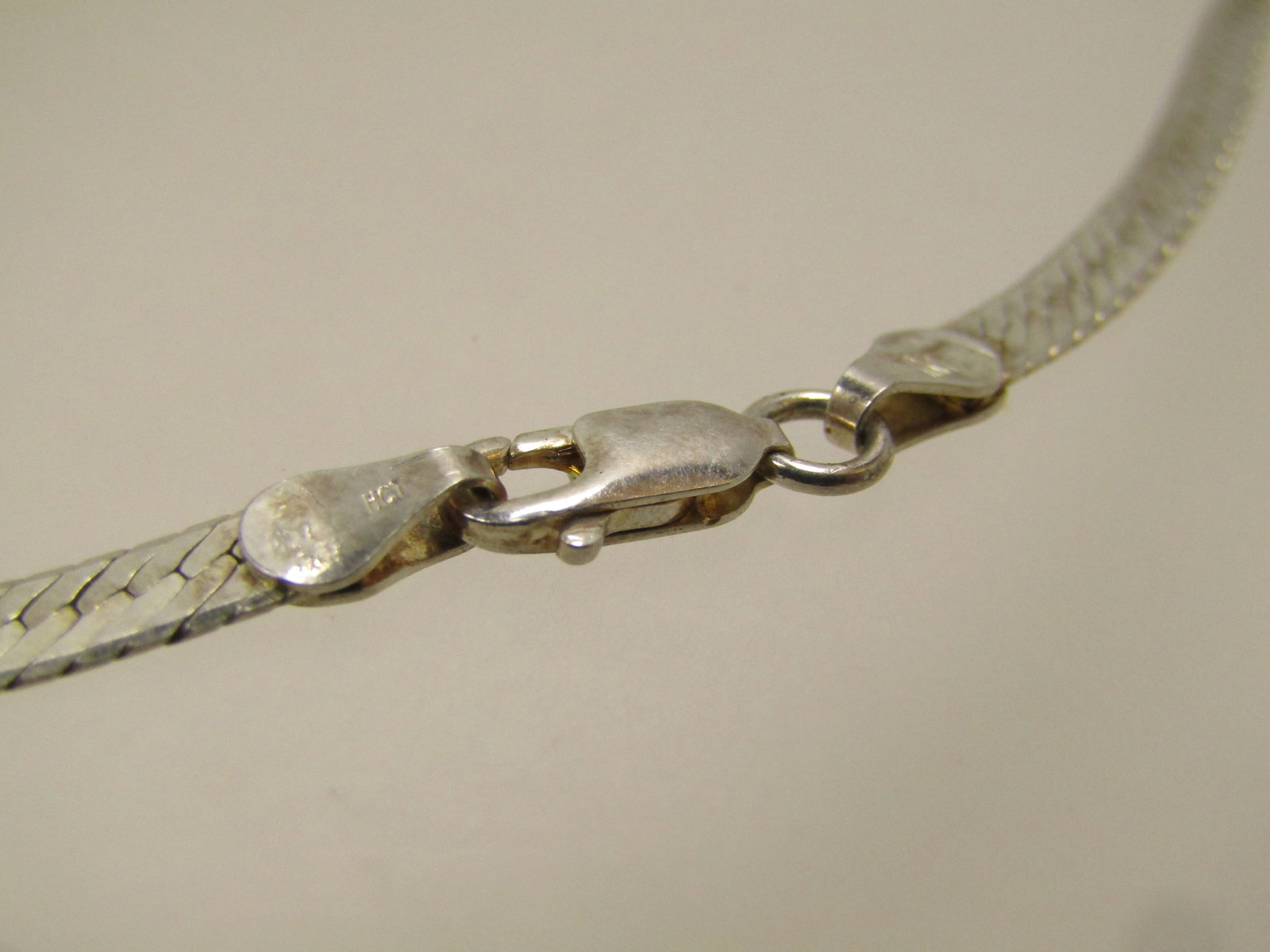 Vintage Sterling 3mm Herringbone Necklace, 20" Unisex, 1980's-1990's, Signed - 5