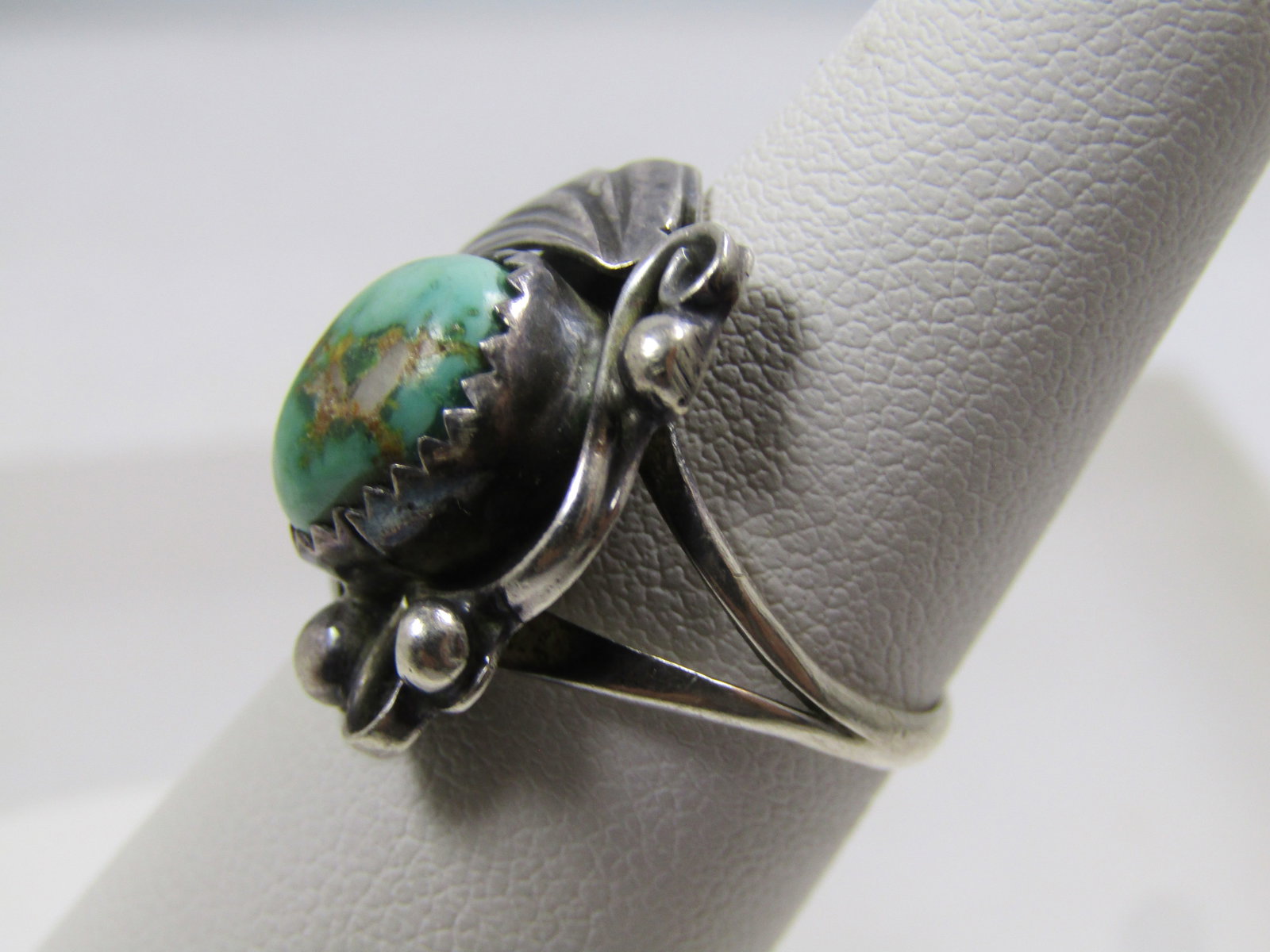 Vintage Sterling Southwestern/Navajo Turquoise Ring, Signed R. Shake, 1970's - 2