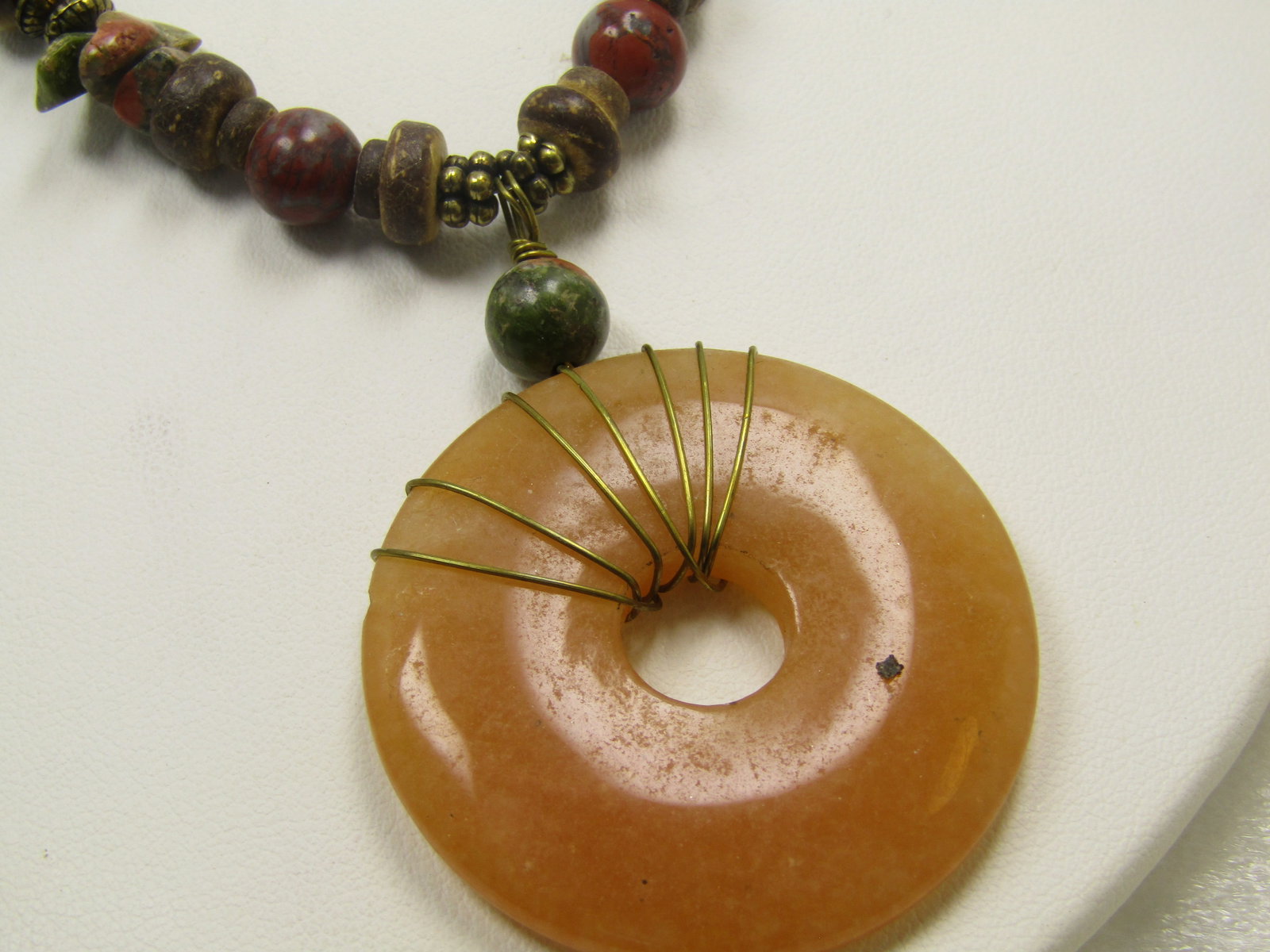 Vintage Agate Beaded Necklace, Orange Agate Drop, 16"-20", Boho, 1980's - 3