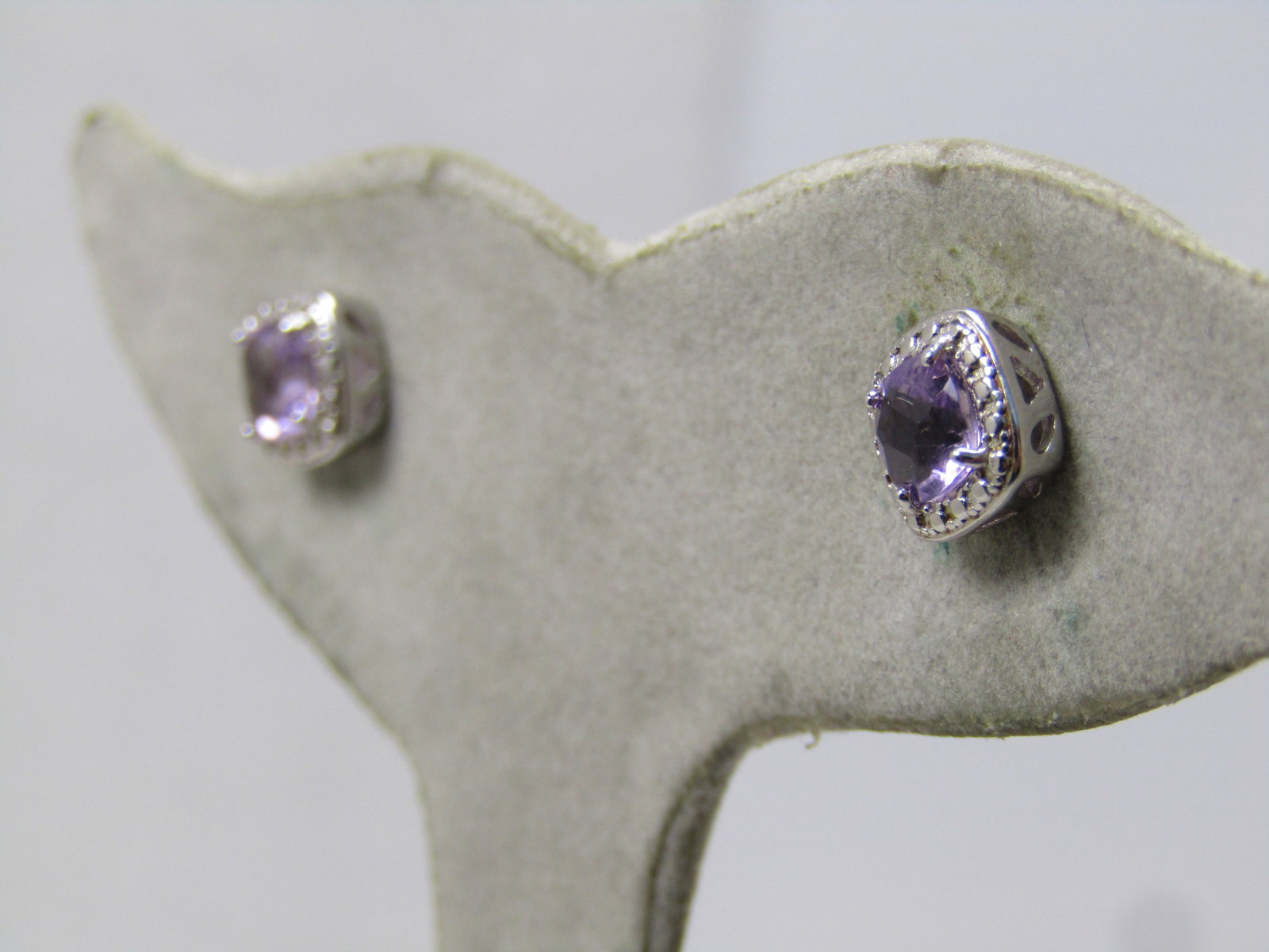 Sterling Silver Amethyst Stud Earrings, Pierced, Signed DBJTH, 2000's - 2