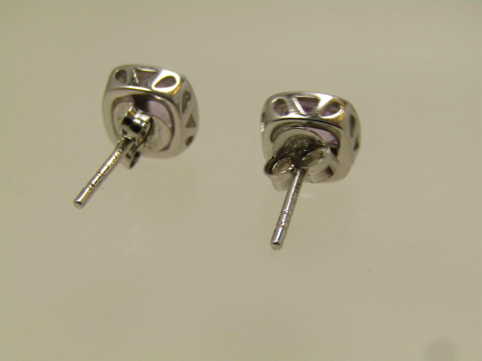 Sterling Silver Amethyst Stud Earrings, Pierced, Signed DBJTH, 2000's - 6