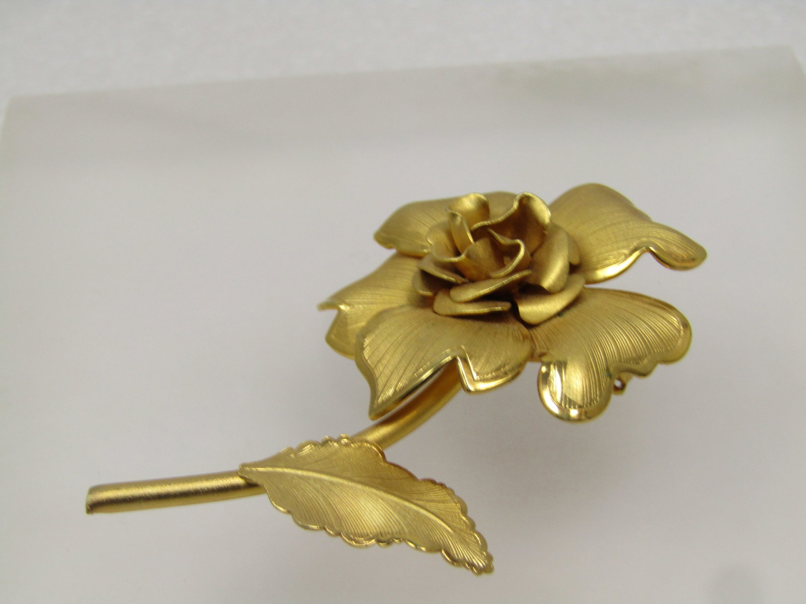 Vintage Rose Stem Brooch, Gold Tone, 1960's-1970's - 2