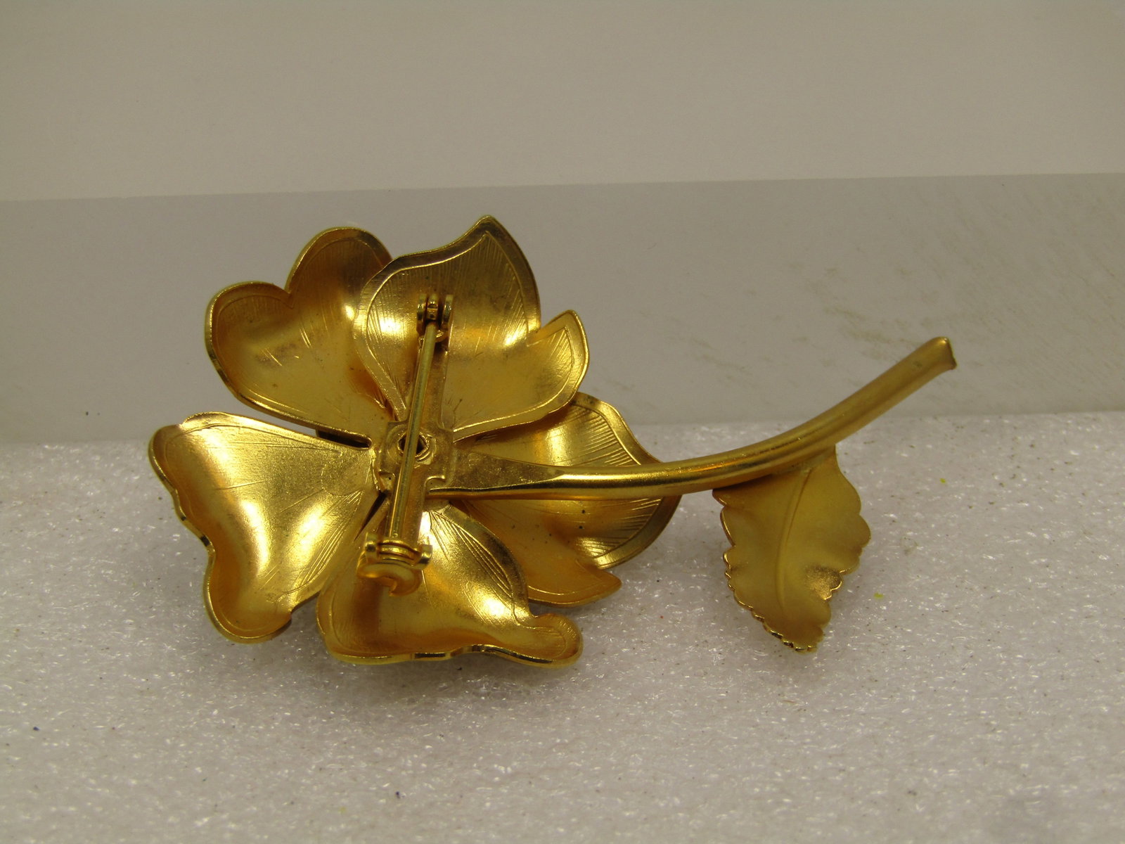 Vintage Rose Stem Brooch, Gold Tone, 1960's-1970's - 4