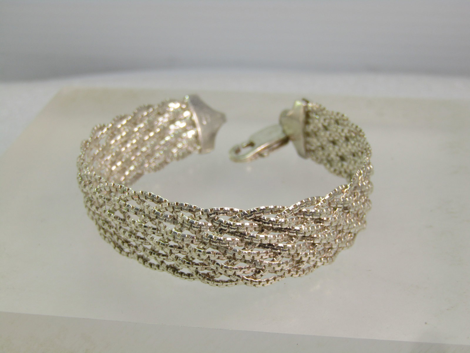 Vintage Sterling Braided/Woven Bracelet, 7.25" IBB. 1980's-1990's - 2