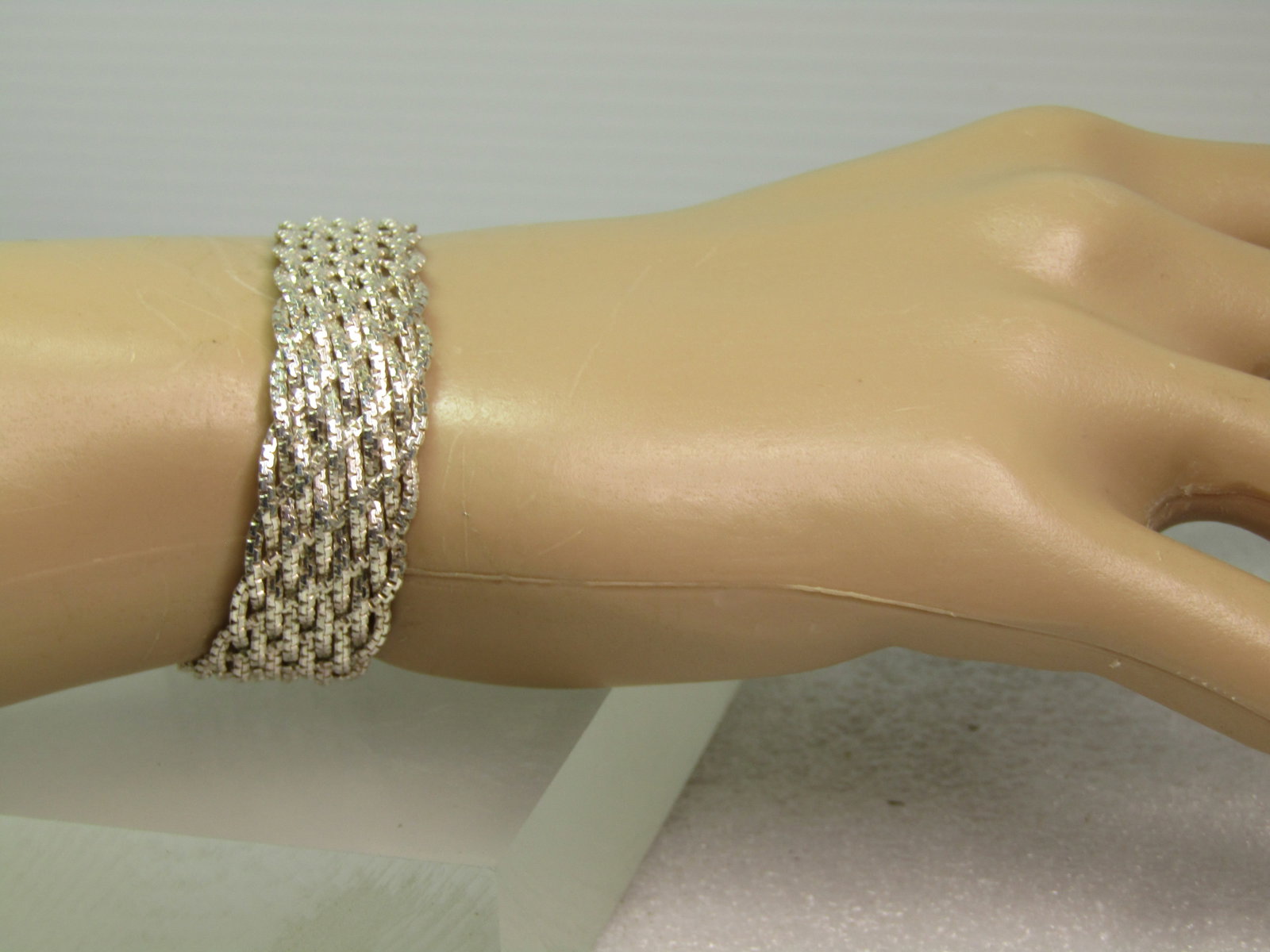 Vintage Sterling Braided/Woven Bracelet, 7.25" IBB. 1980's-1990's - 9