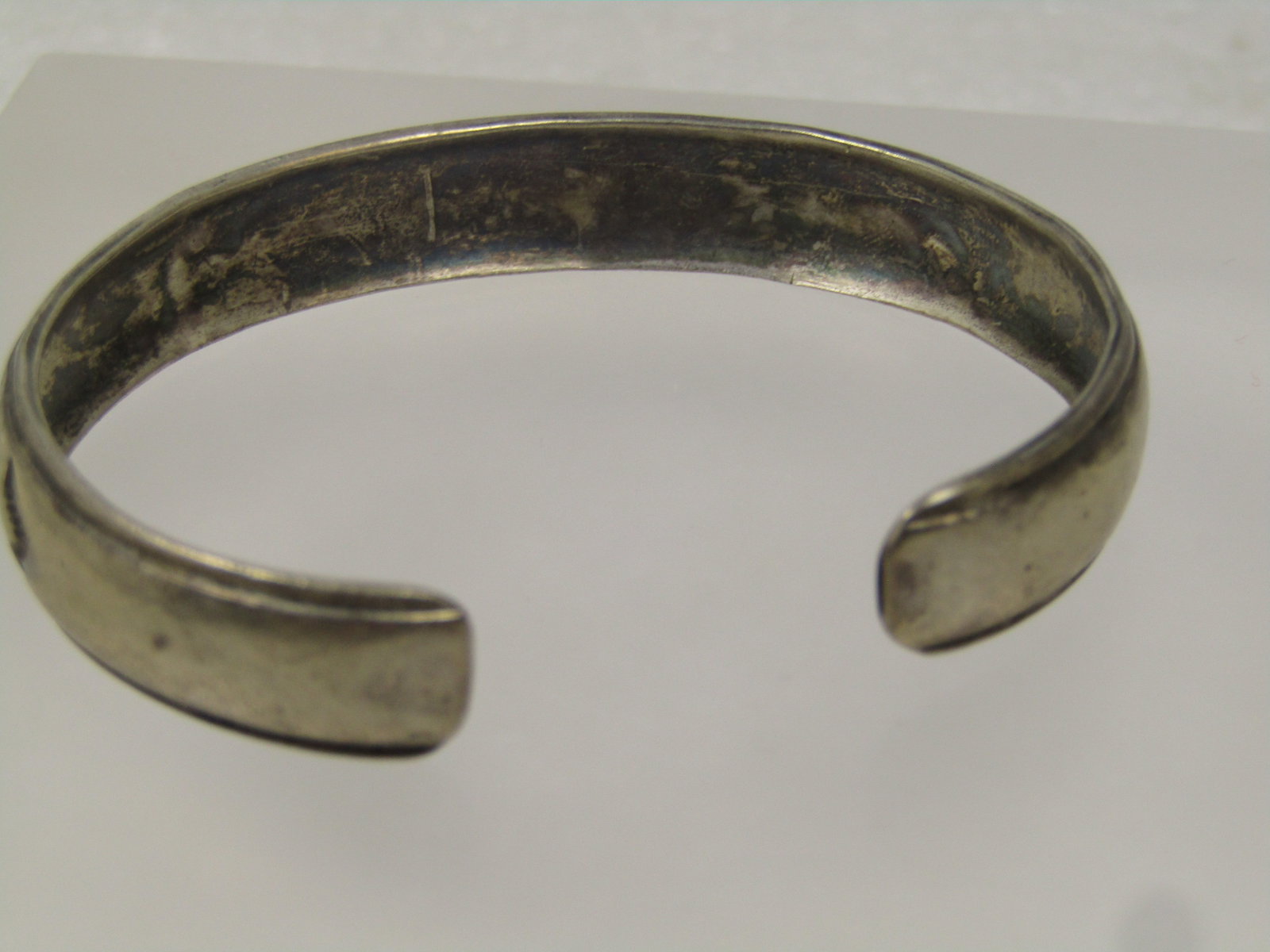 Vintage Sterling Southestern Inlaid Chip Cuff Bracelet, 6", 1960's-1970's, Signed Nakai - 5