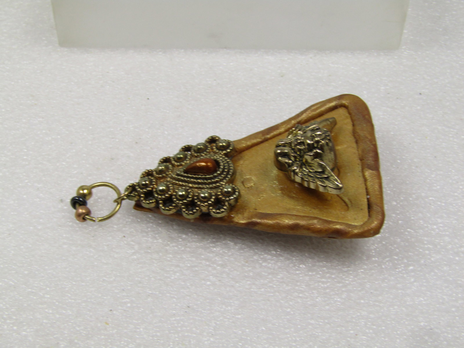 Vintage Cherub Handmade Brooch, Wedge with Embellishments, 1980's - 5