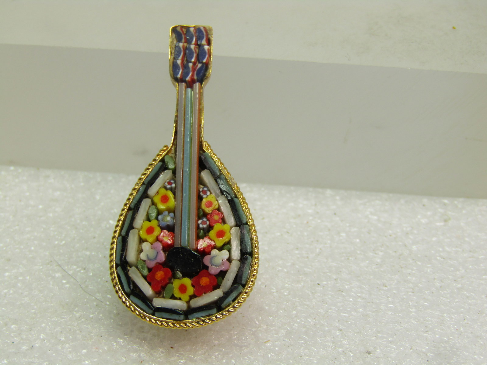 Vintage Micromosiac Mandolin Brooch, Italy, 1960's-1970's - 2