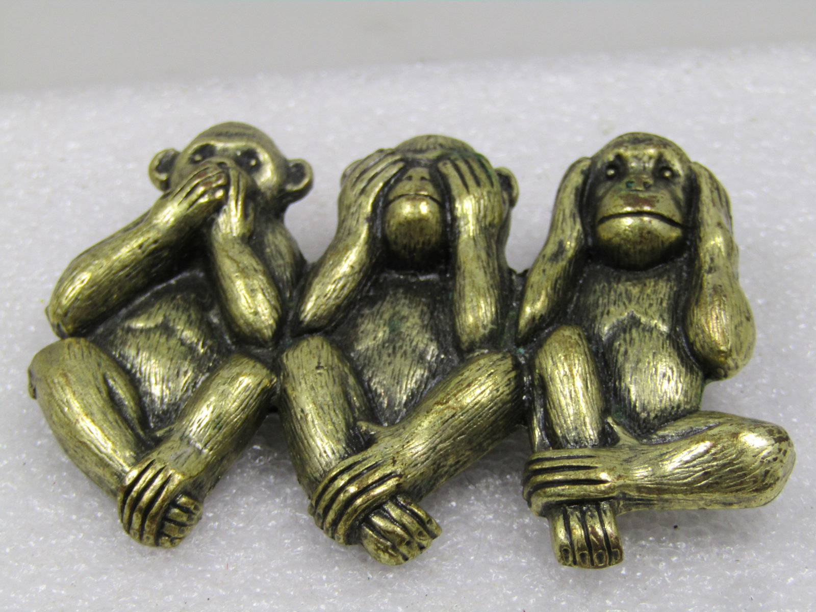 Vintage Speak See Hear No Evil Monkey Brooch, 1980's - 4