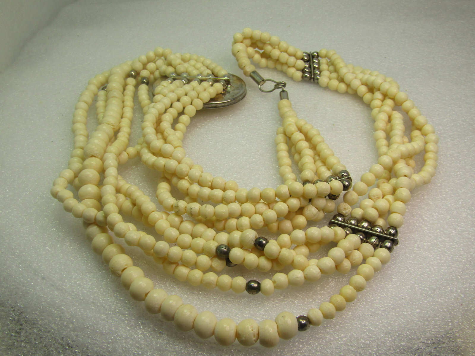 Vintage Carved Bone/Beaded Elephant Necklace, 28", 1970's-1980's - 5