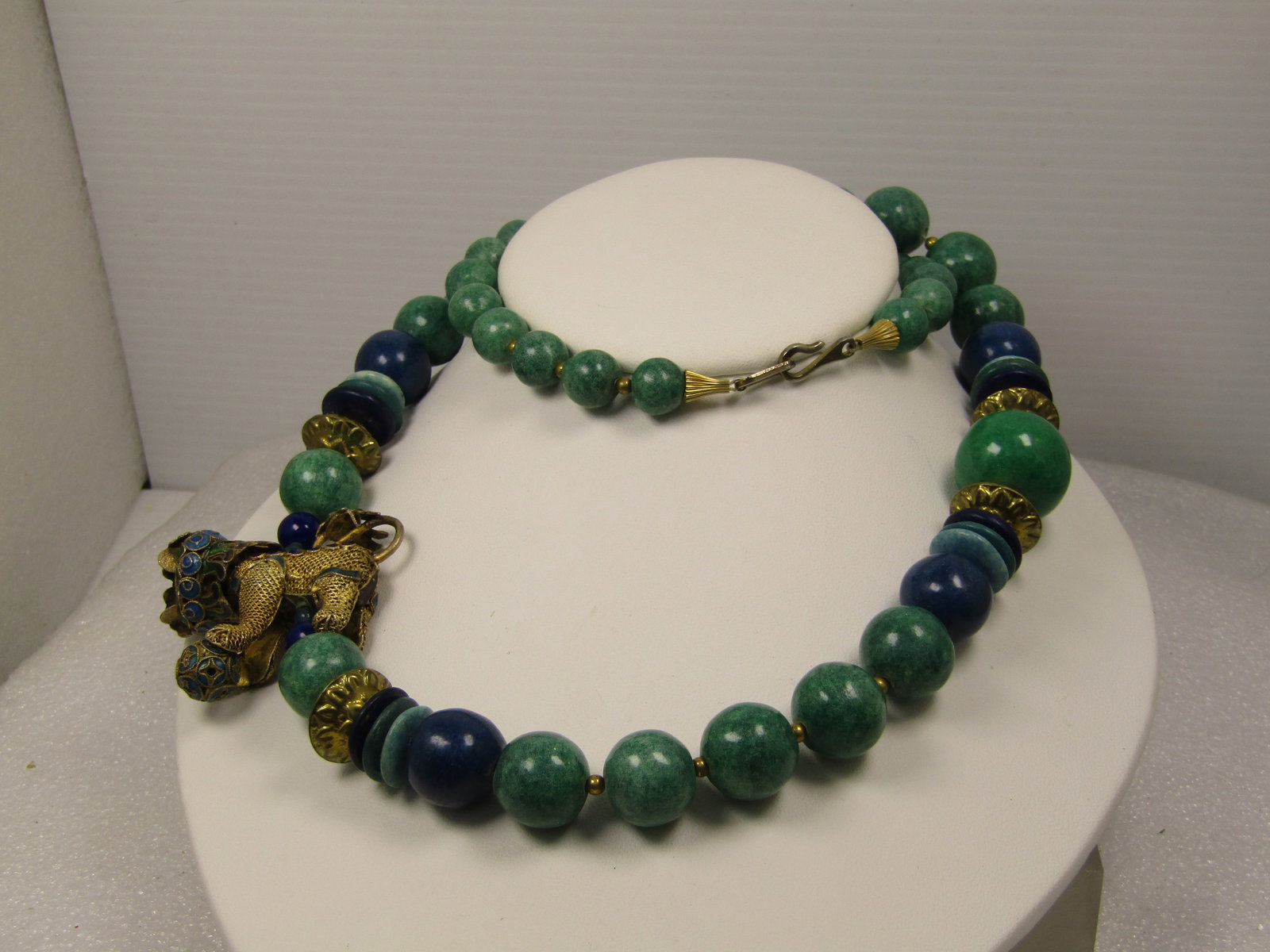 Vintage Chinese Import Foo Dog Beaded Necklace, 28" Pre Mid Century - 5