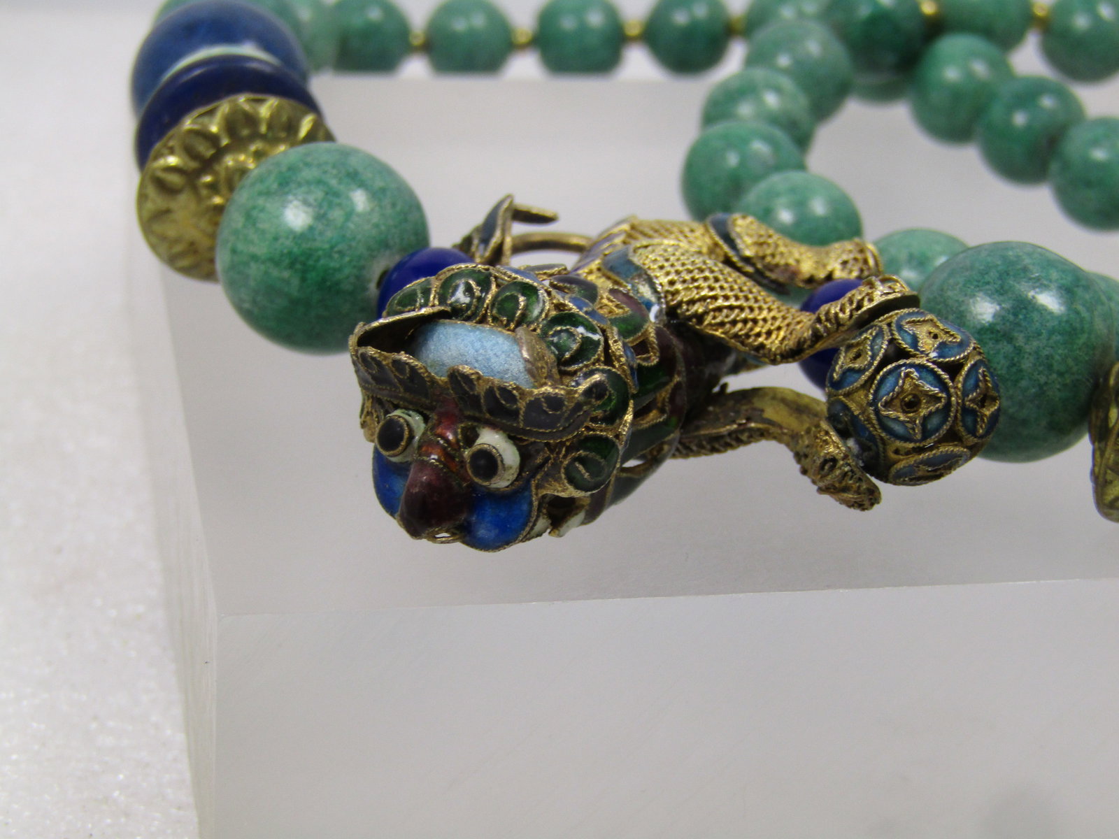 Vintage Chinese Import Foo Dog Beaded Necklace, 28" Pre Mid Century - 6