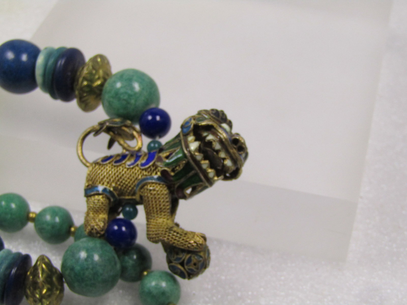 Vintage Chinese Import Foo Dog Beaded Necklace, 28" Pre Mid Century - 8