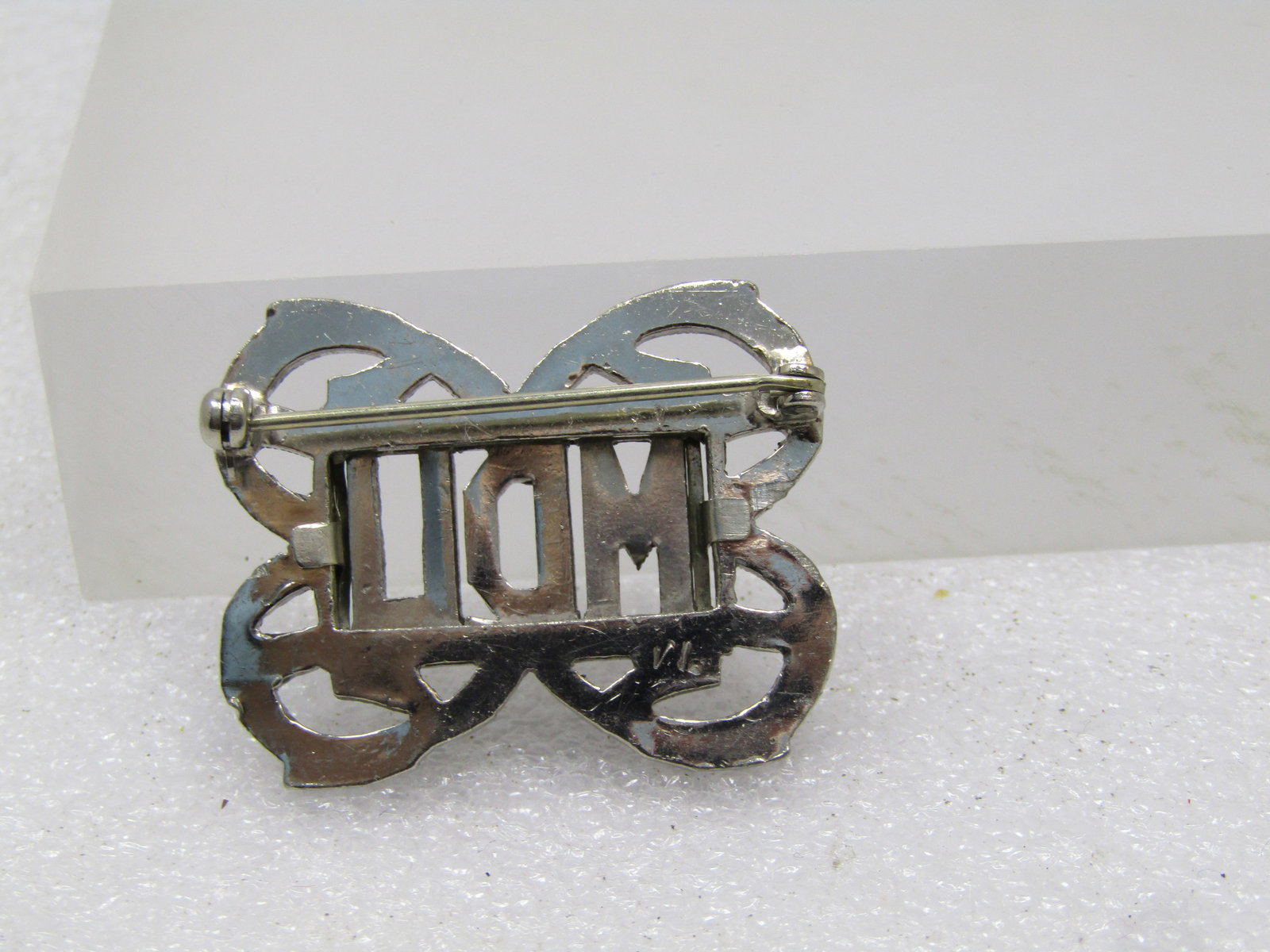 Vintage Marcasite Monogrammed MDU Deco Brooch, 1940's-1950's - 4