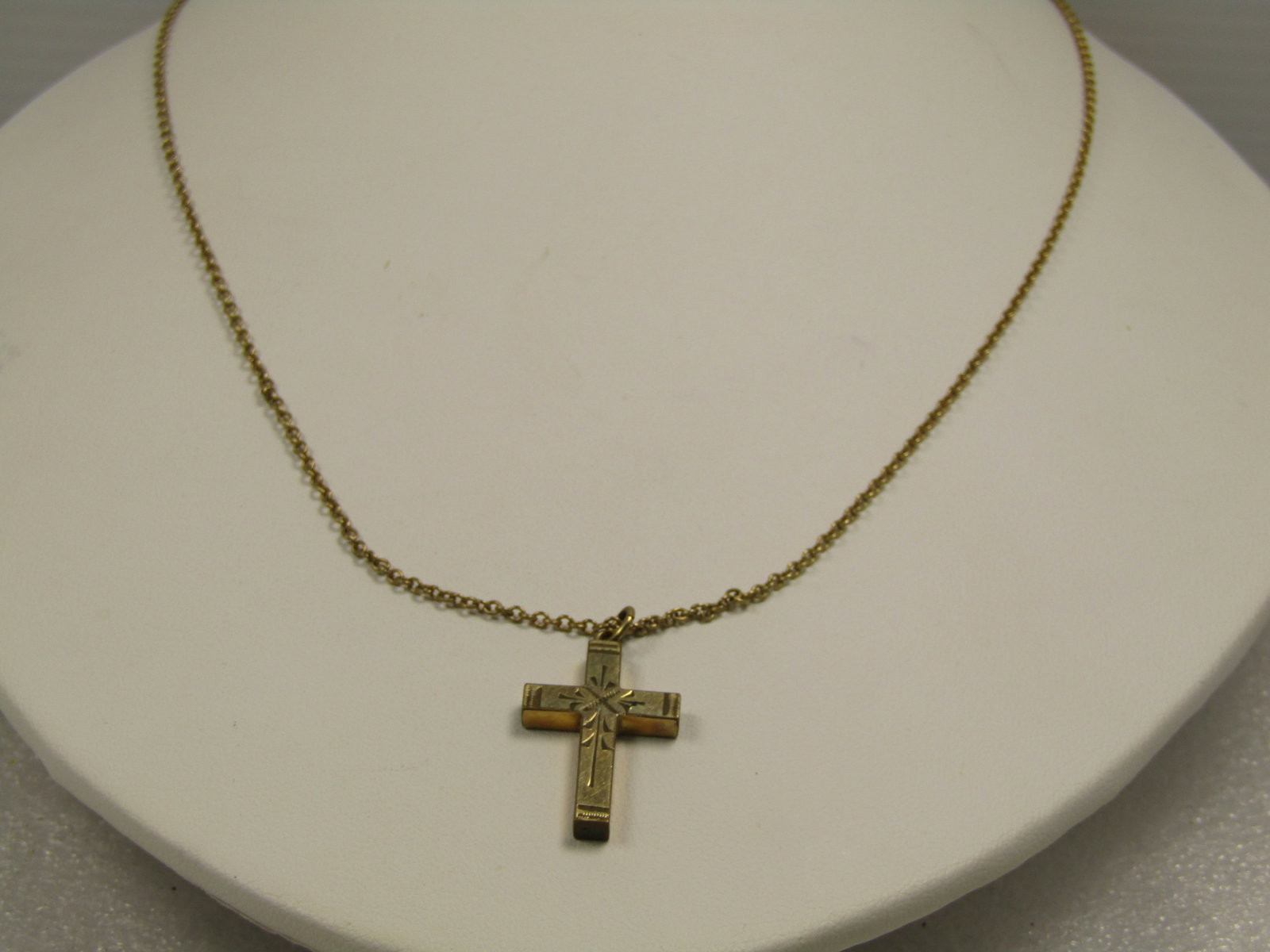 Vintage 12kt G.F. Cross Necklace, 18", Signed Luster, 1930's-1940's - 4